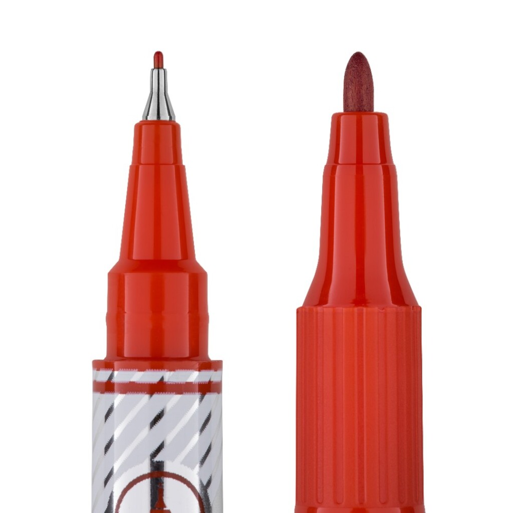 Caneta CD+DVD/ Retroprojetor 1.0mm e 2.0mm Vermelho - Brw - Caixa com 12 Unidades - CA5013