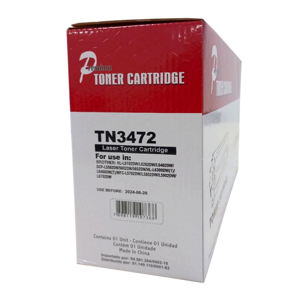 Toner Brother Preto Masterprint - TN3472, 3512 - HLL6300DW, L6400DW, L6250DN, MFCL6800DW, L6900DW, DCPL6600DW
