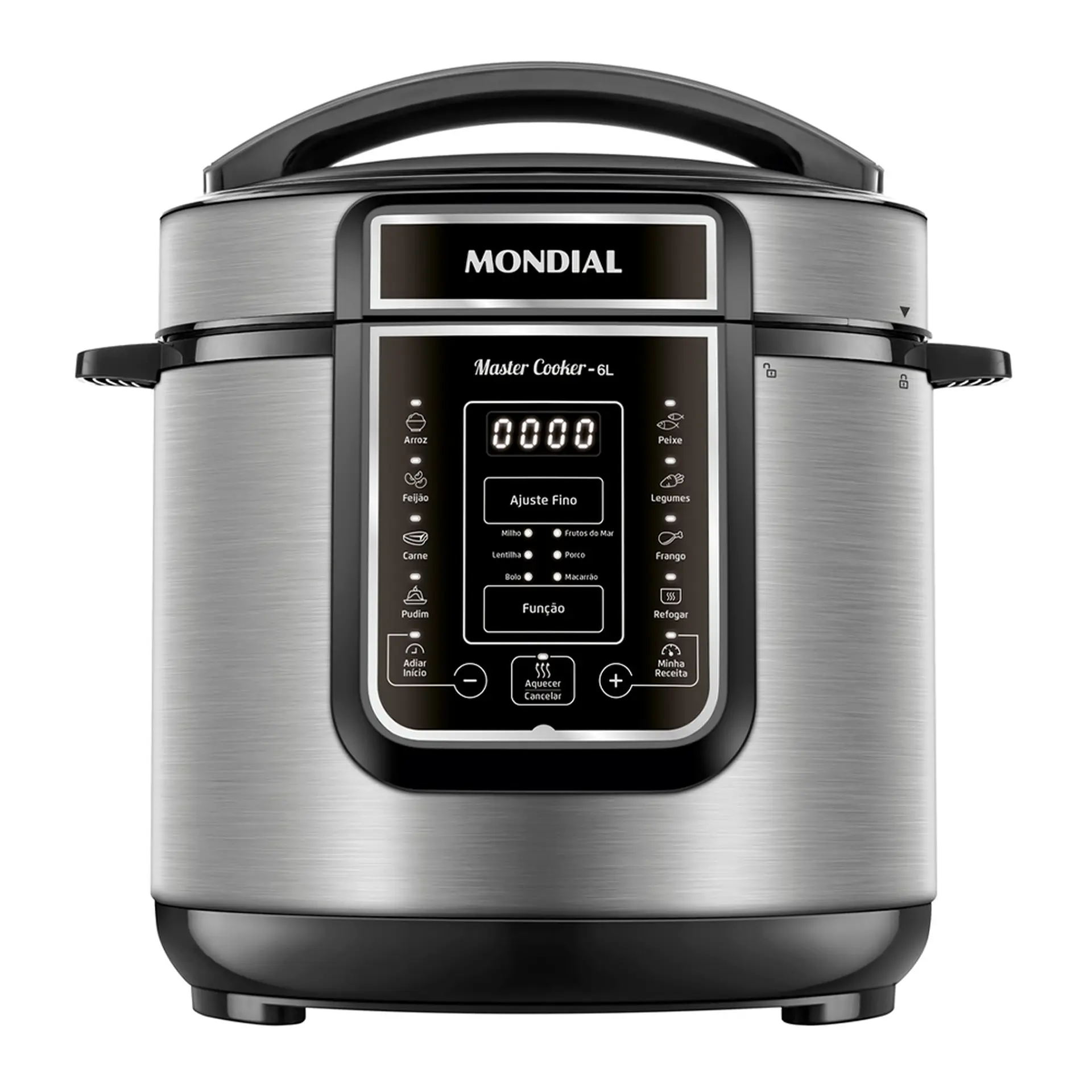 Panela de Pressão Mondial Digital 6L 1000W PE60 - Preto/Inox - 110 Volts