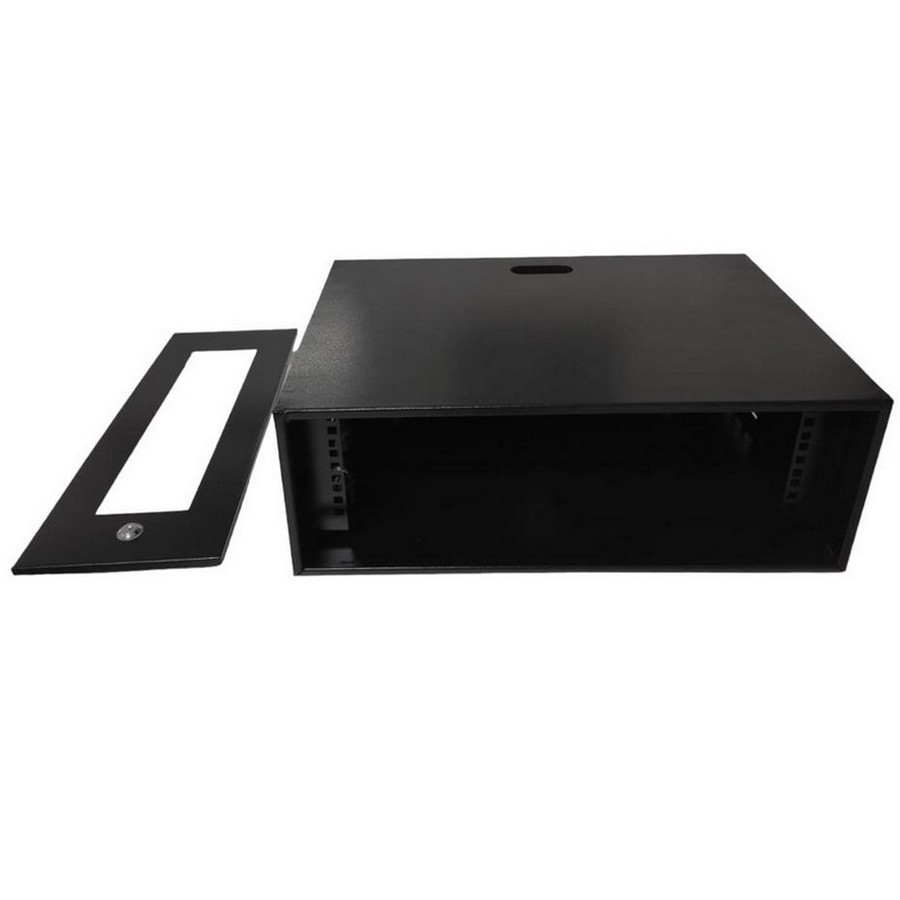 Mini Rack Parede 5U x 300mm 19 Polegadas Preto Economic Fibra Metal MRE5X300