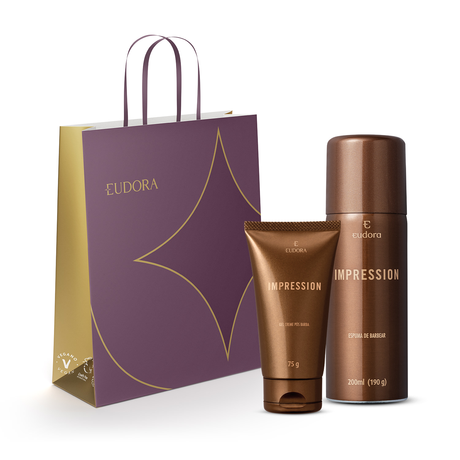 Combo Impression Barba presente: Gel Creme pós Barba 75g + Espuma para Barbear 200ml + Sacola