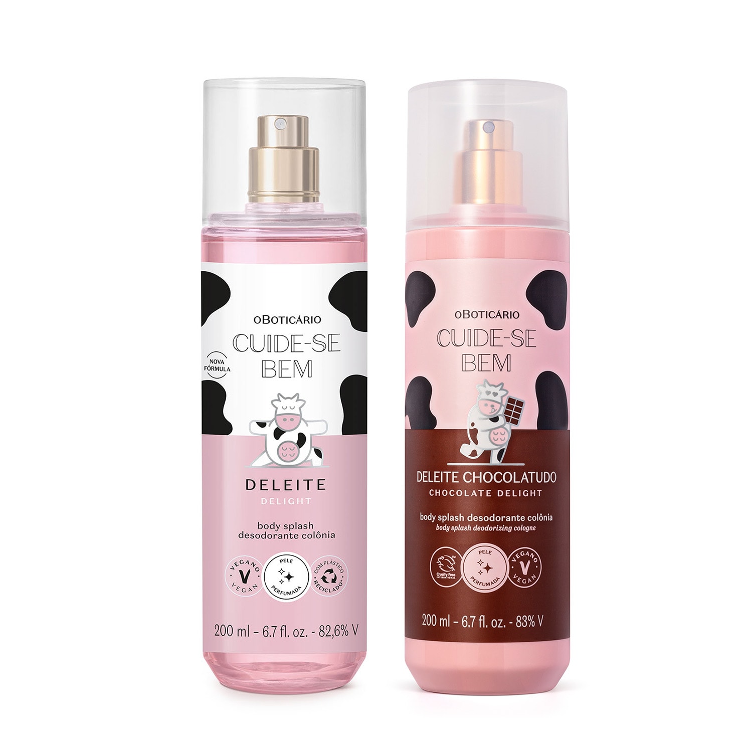 Combo Body Splash Cuide-se Bem: Deleite 200ml + Chocolatudo 200ml