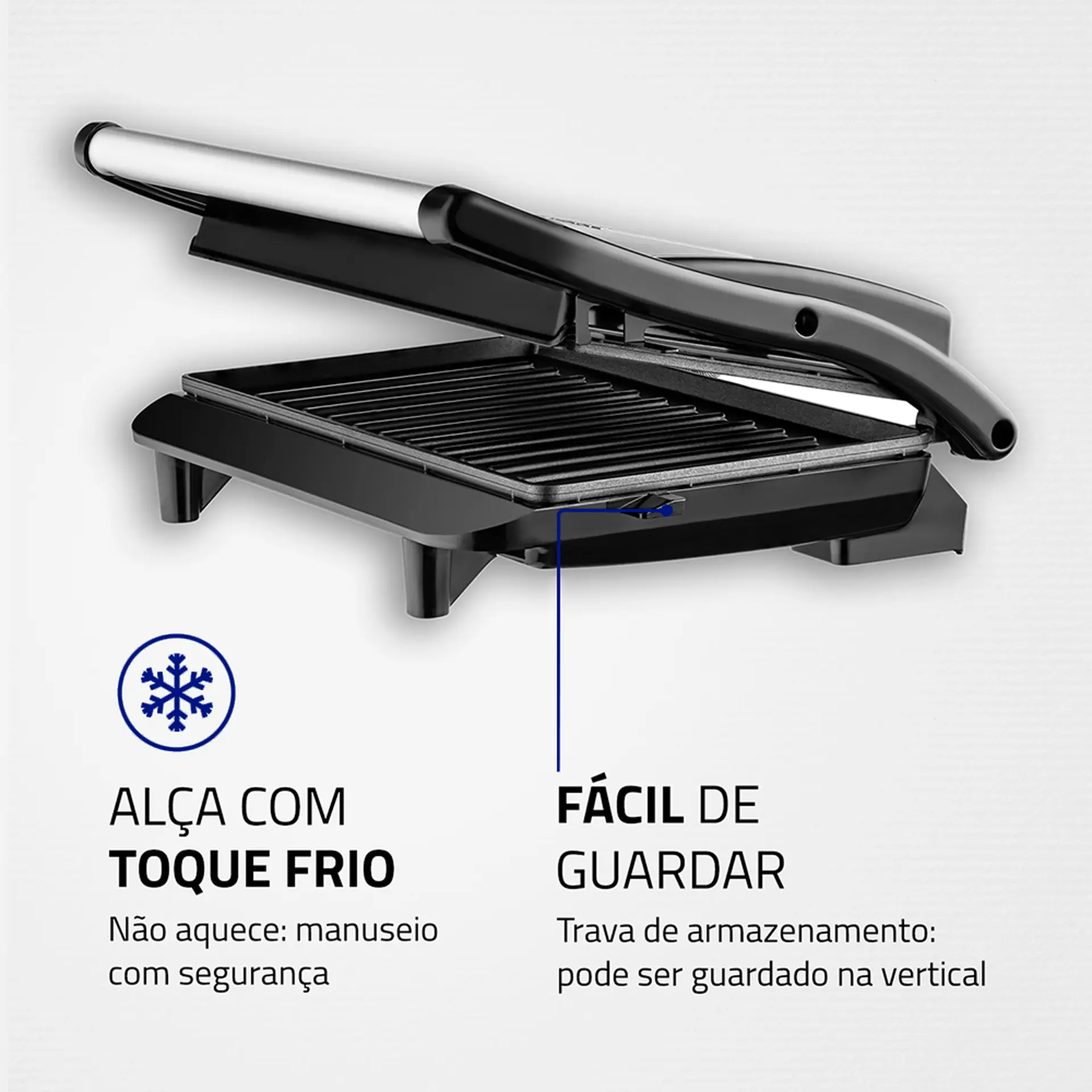 Grill Sanduicheira Elétrico Mondial Master Press Antiaderente 850W PG01 - Inox/Preto - 110 Volts