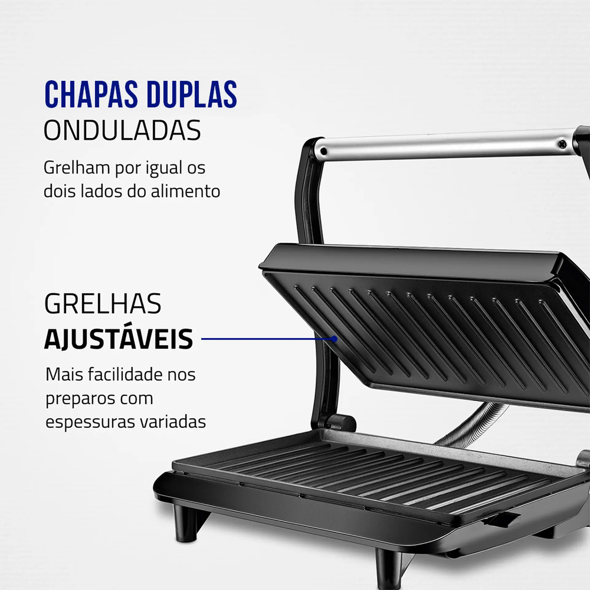 Grill Sanduicheira Elétrico Mondial Master Press Antiaderente 850W PG01 - Inox/Preto - 110 Volts
