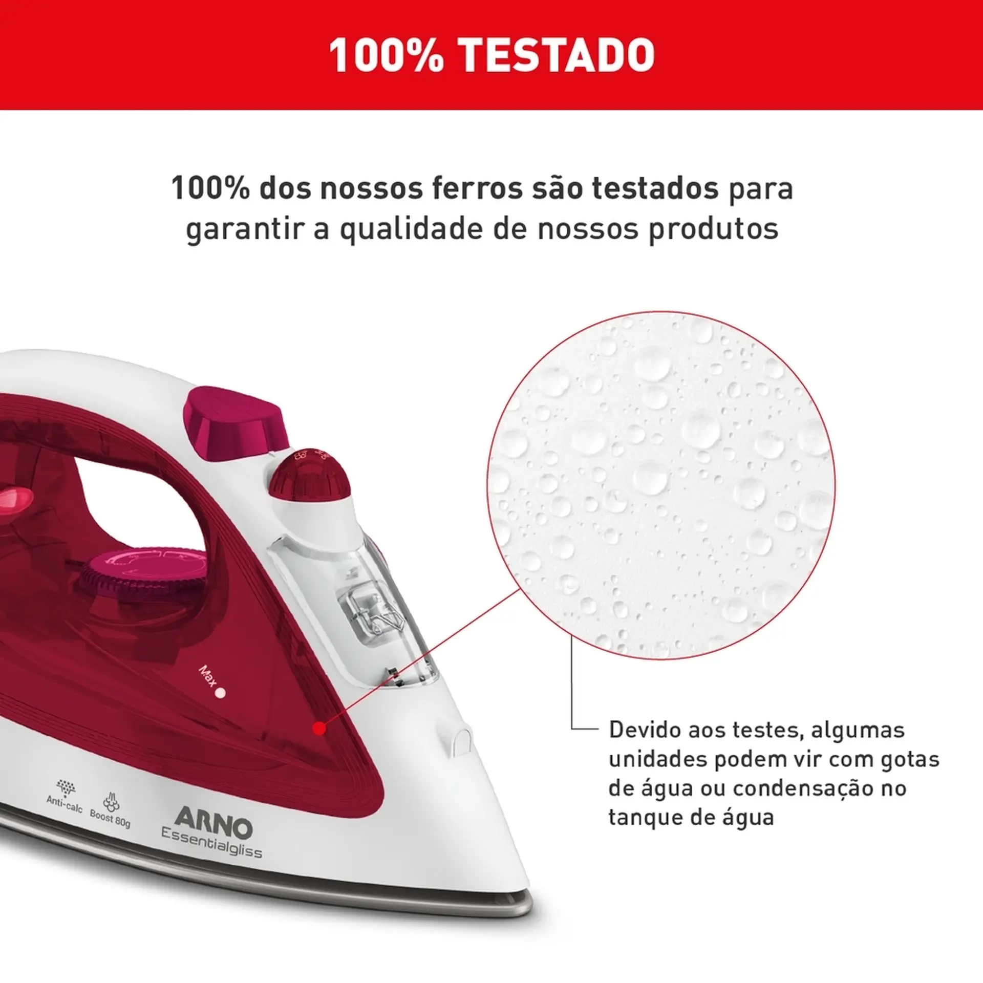 Ferro de Passar a Vapor Arno Essentialgliss FMQ 1200W - Branco/Rosa - 110 Volts