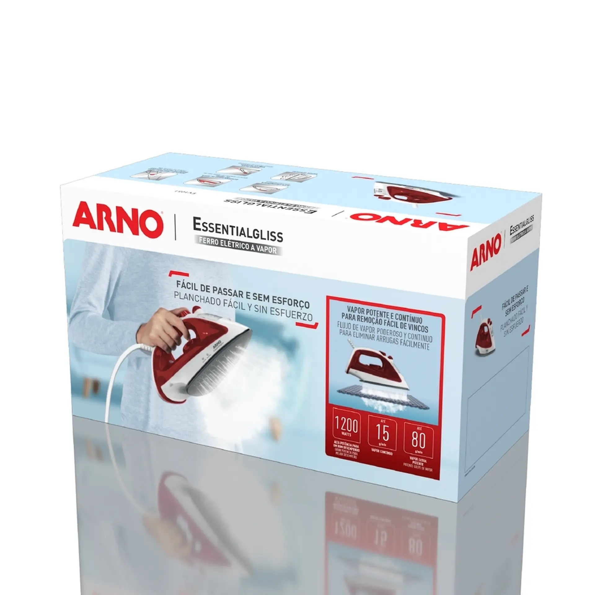 Ferro de Passar a Vapor Arno Essentialgliss FMQ 1200W - Branco/Rosa - 110 Volts