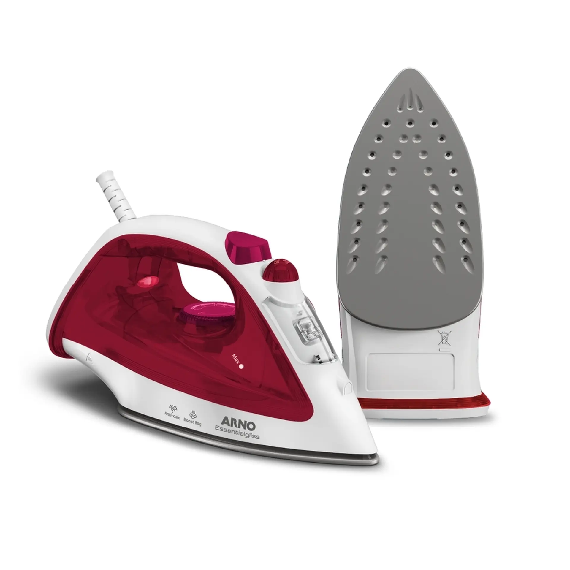 Ferro de Passar a Vapor Arno Essentialgliss FMQ 1200W - Branco/Rosa - 110 Volts