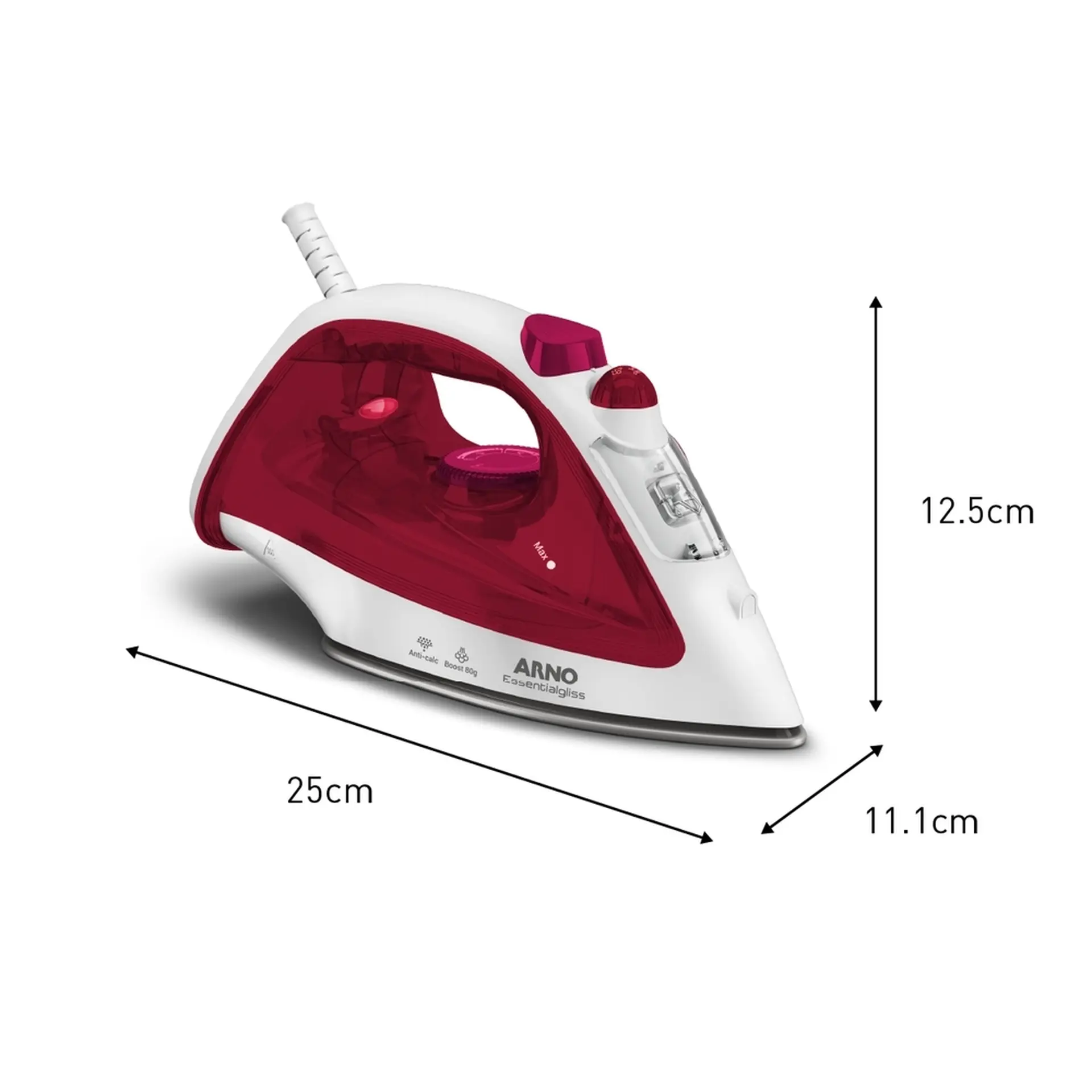 Ferro de Passar a Vapor Arno Essentialgliss FMQ 1200W - Branco/Rosa - 110 Volts