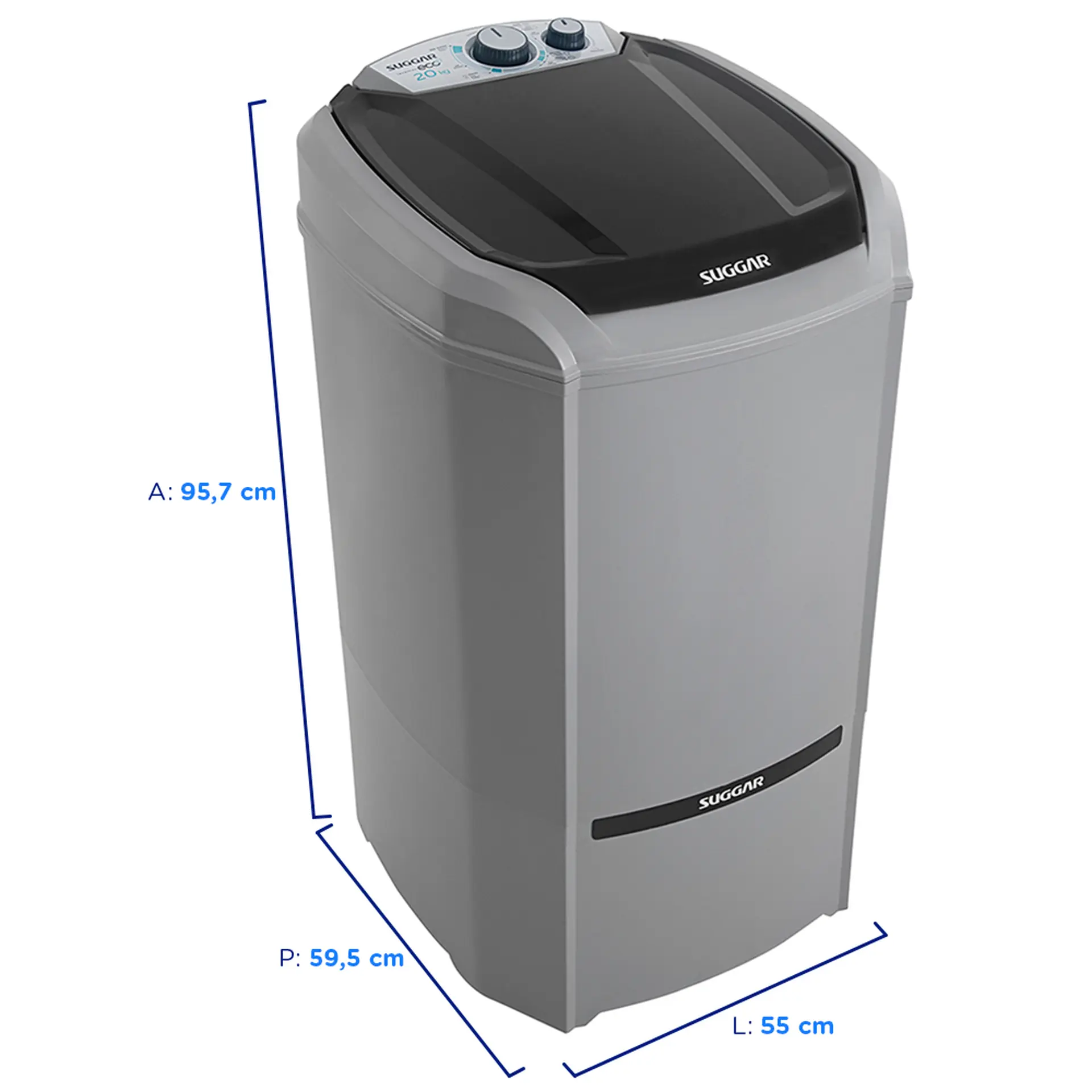 Tanquinho Suggar Lavamax Eco Desligamento Automático 20 kg - Prata - 110 Volts