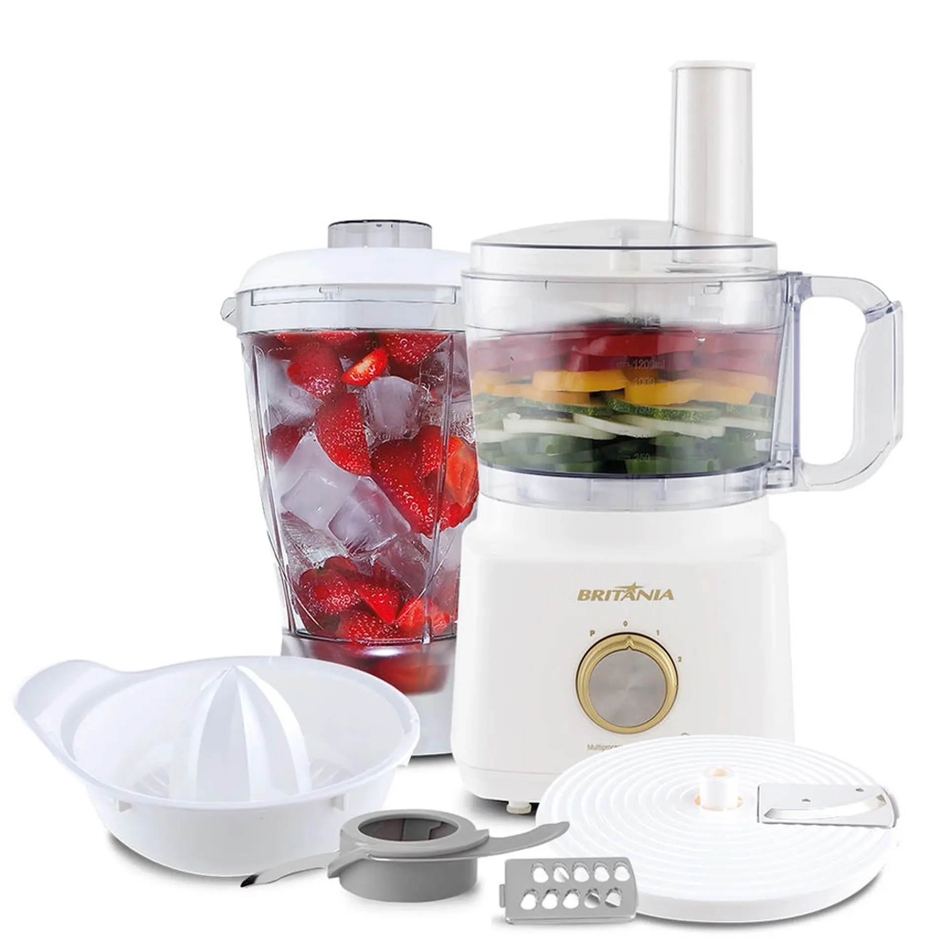 Processador de Alimentos Britânia BMP900 2 Velocidades 900W - Branco - 110 Volts