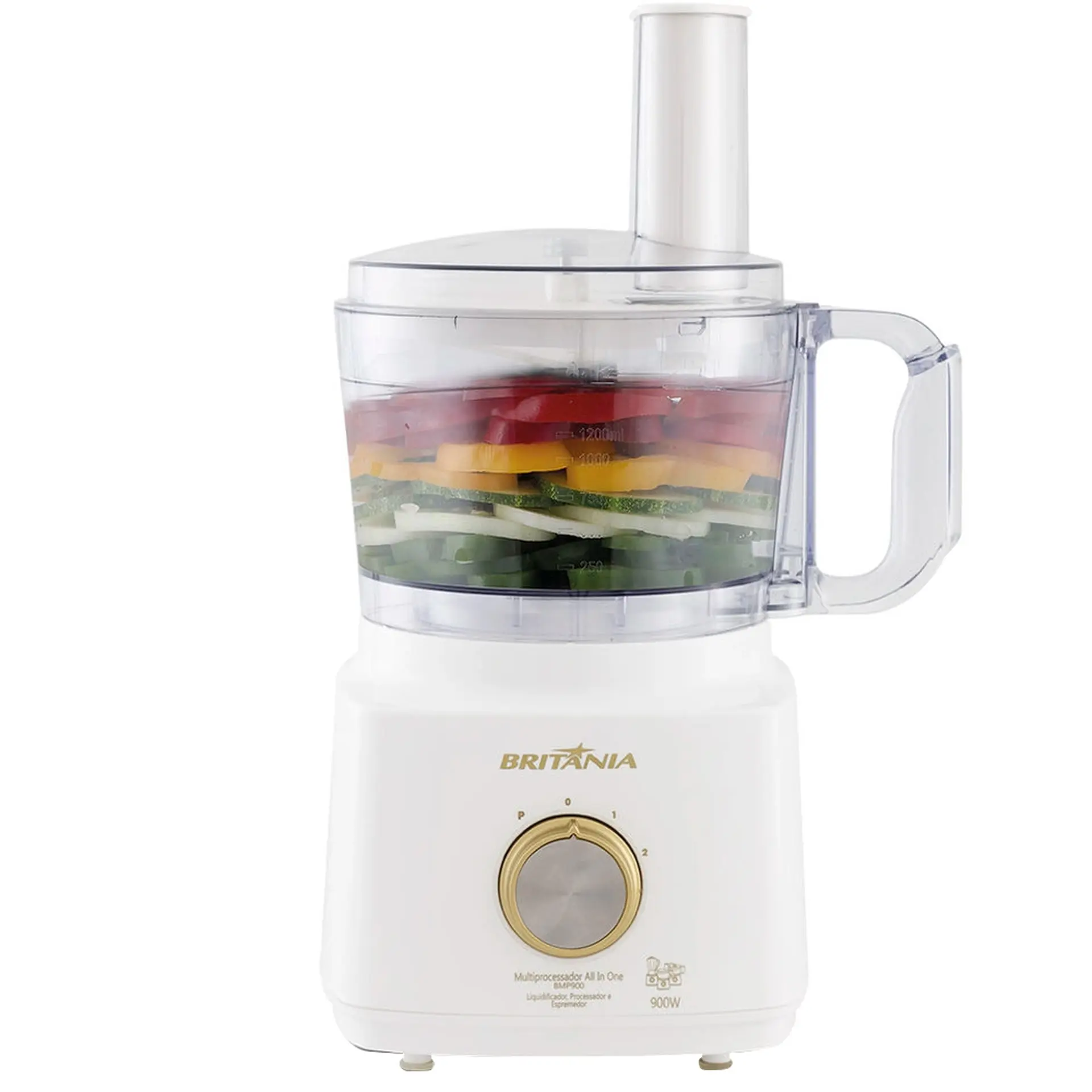 Processador de Alimentos Britânia BMP900 2 Velocidades 900W - Branco - 110 Volts