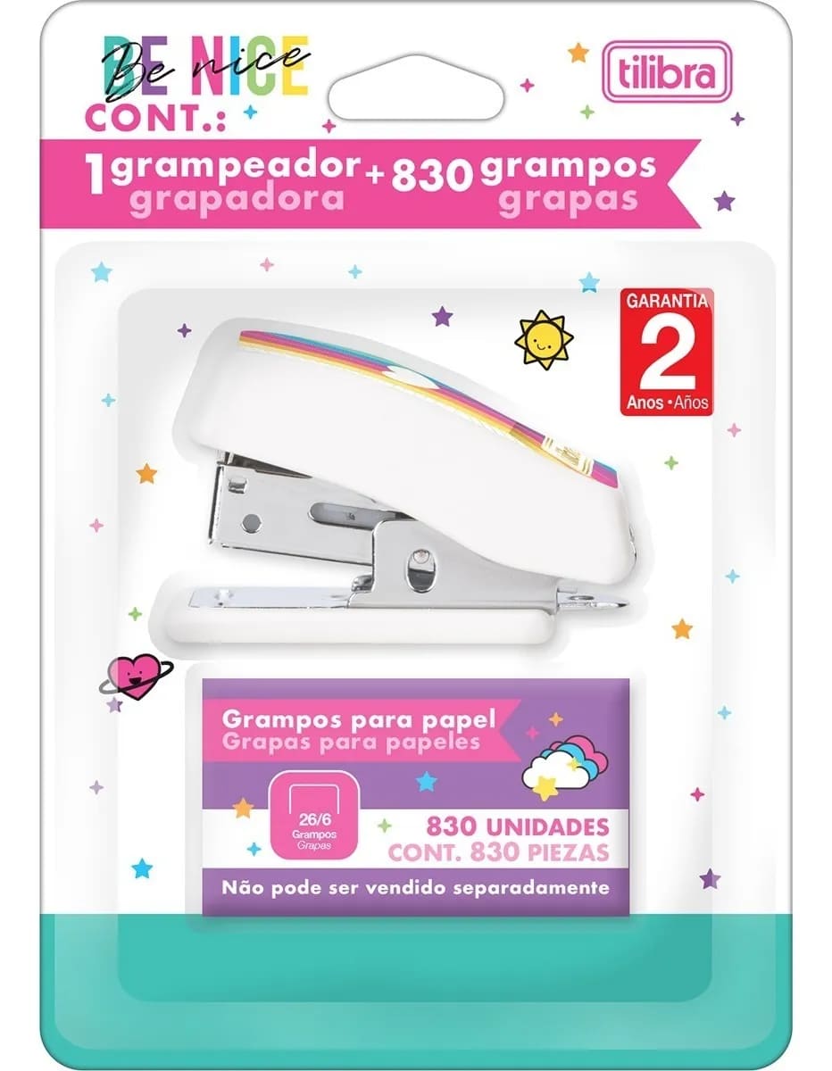 Grampeador Tilibra Mini Be Nice com Grampos