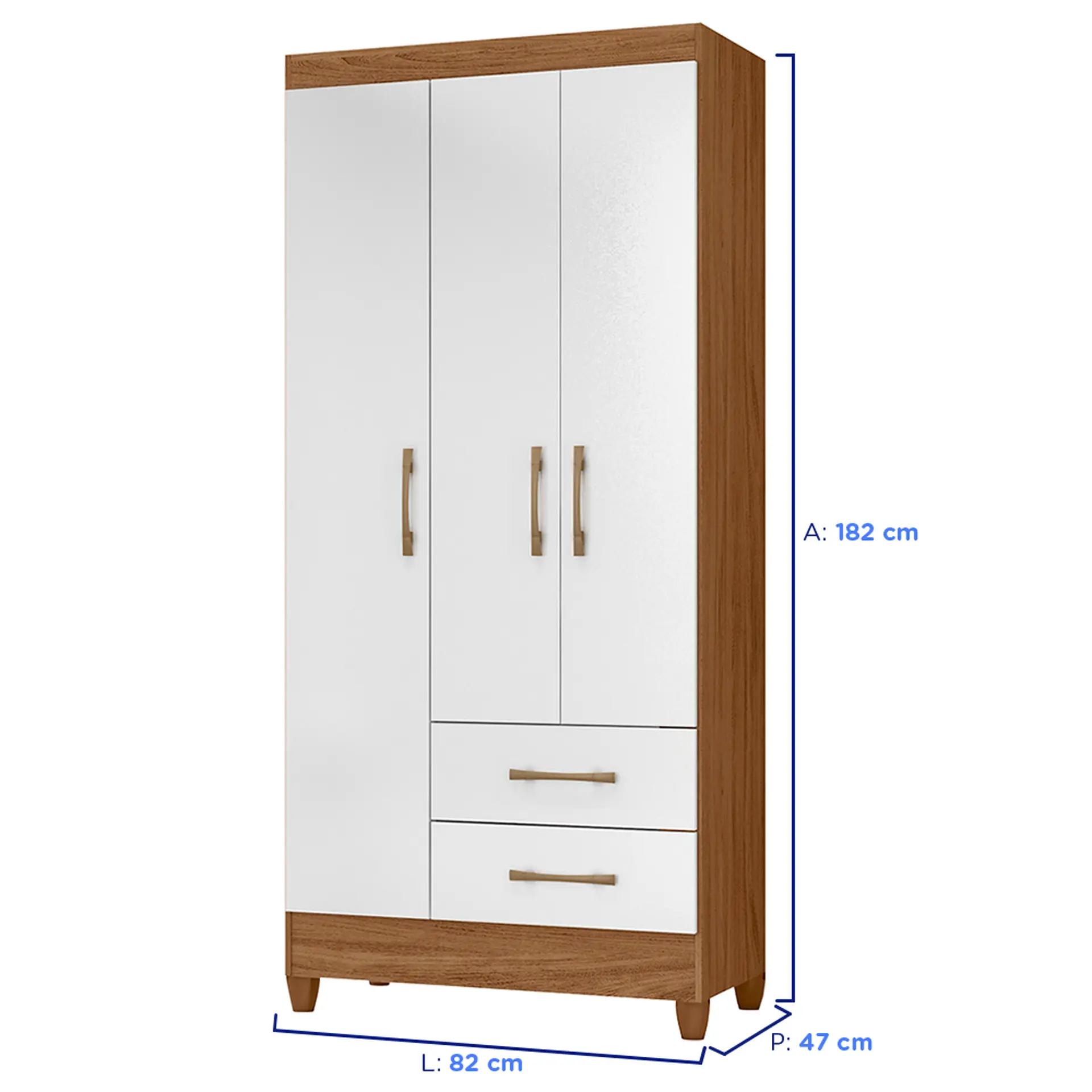 Guarda-Roupa Solteiro 3 Portas Bater 2 Gavetas Lima Moval Roupeiro - Naturale/branco