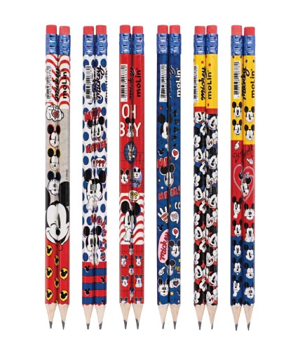 Lápis Preto Molin Mickey com Borracha Unidade Sortido