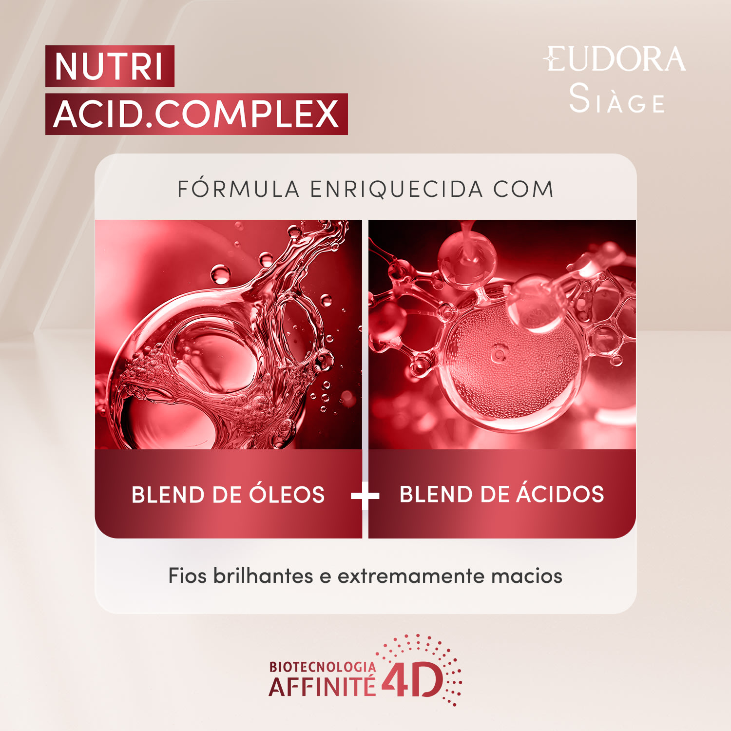 Combo Siàge Nutri Acid.Complex: Shampoo 250ml + Condicionador 200ml + Máscara 250g