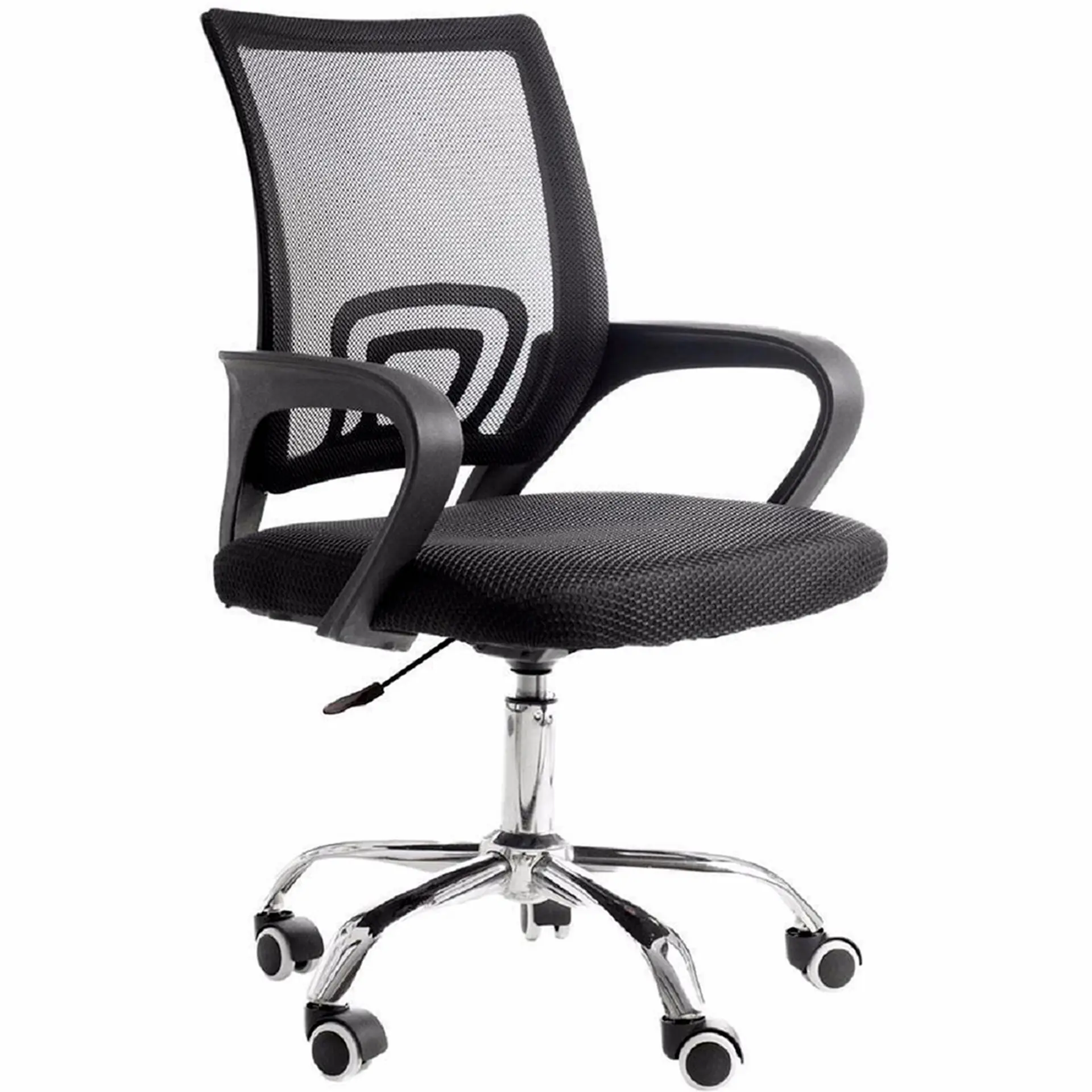 Cadeira Giratória Allnations Home Office Fit Rodízios e Base Cromada - Preto