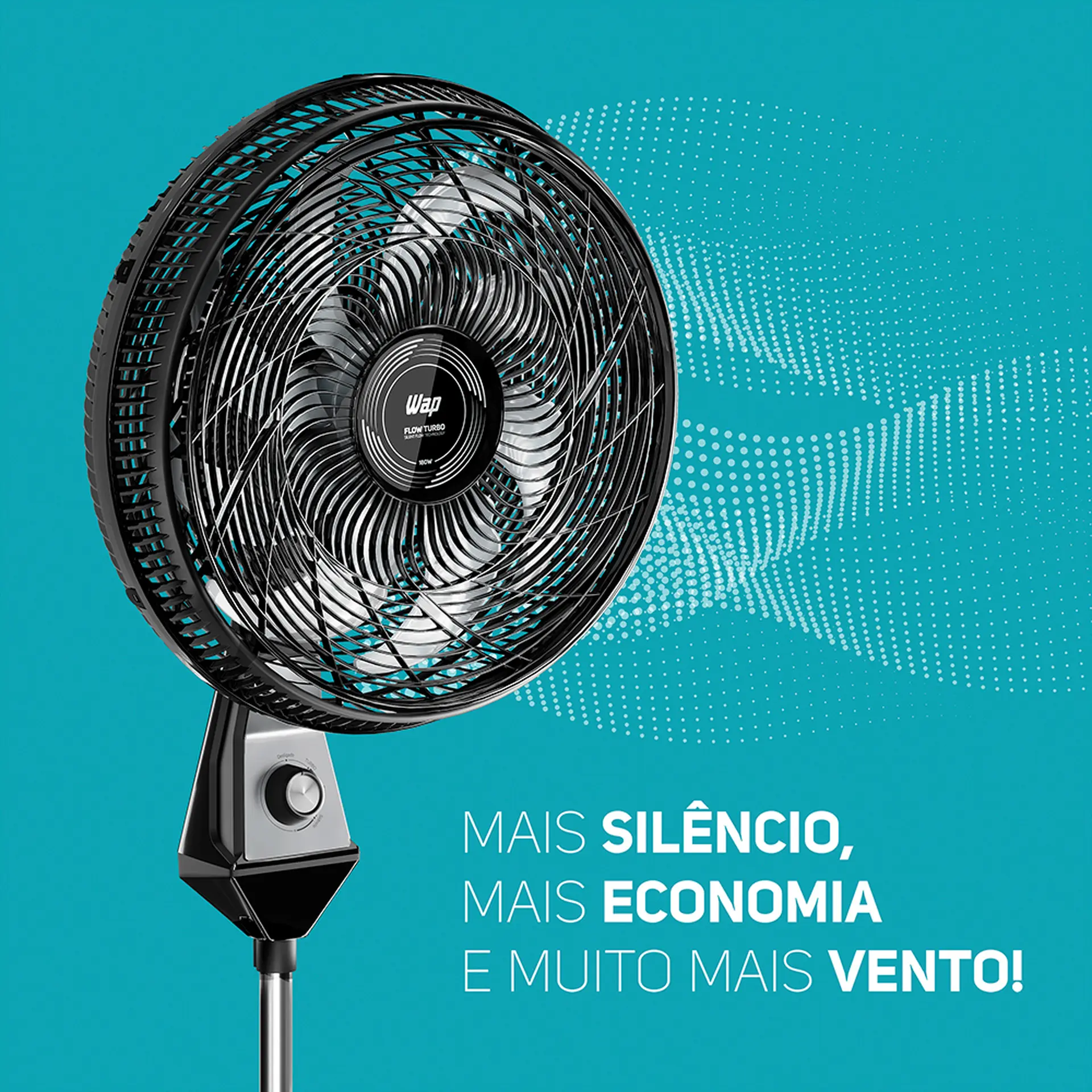 Ventilador Wap Flow Turbo 50cm 8 Pás 3 Velocidades 180W - Preto/Cinza - 110 Volts