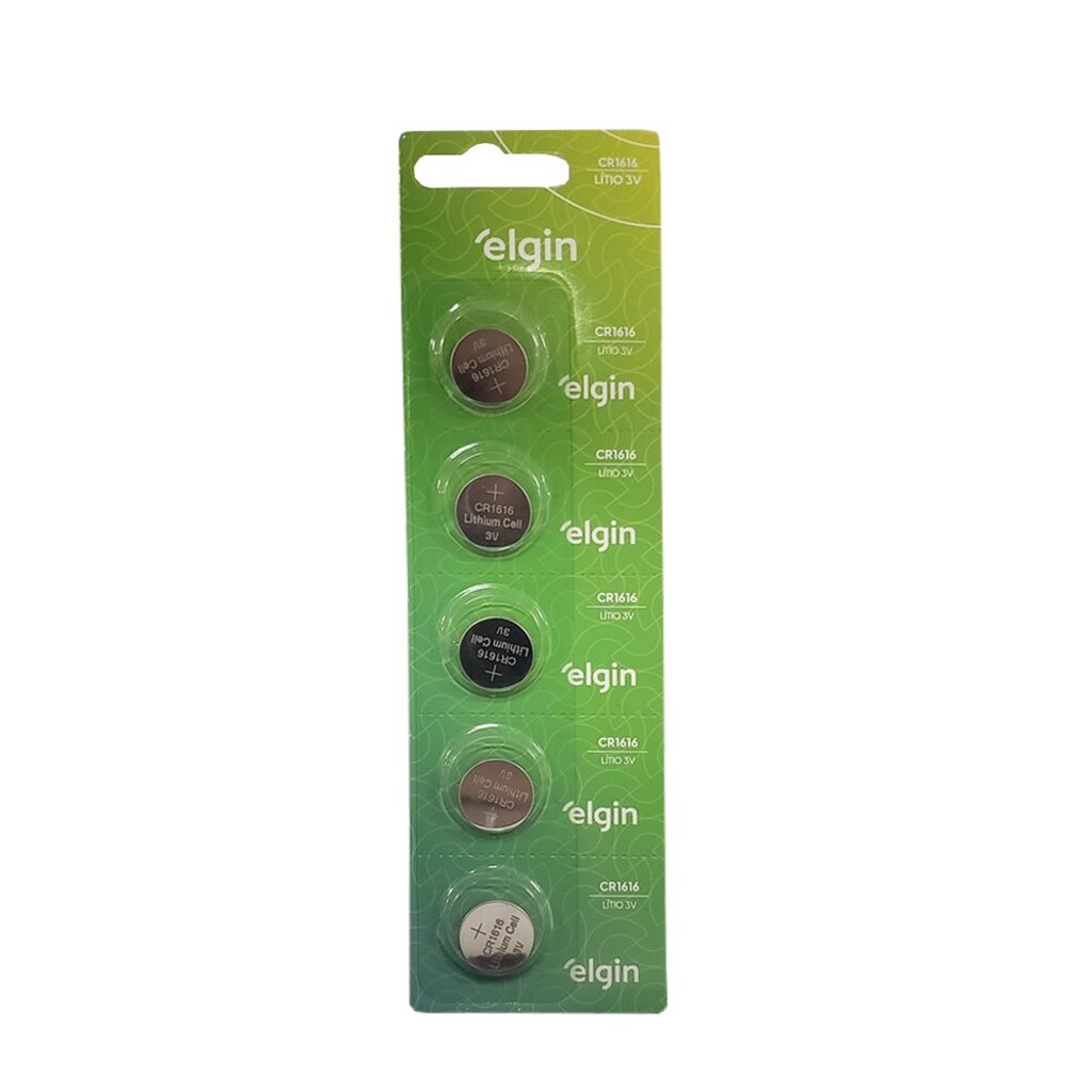 Bateria CR1616 3,0 Volts Elgin - 82339 - Cartela com 5 Baterias