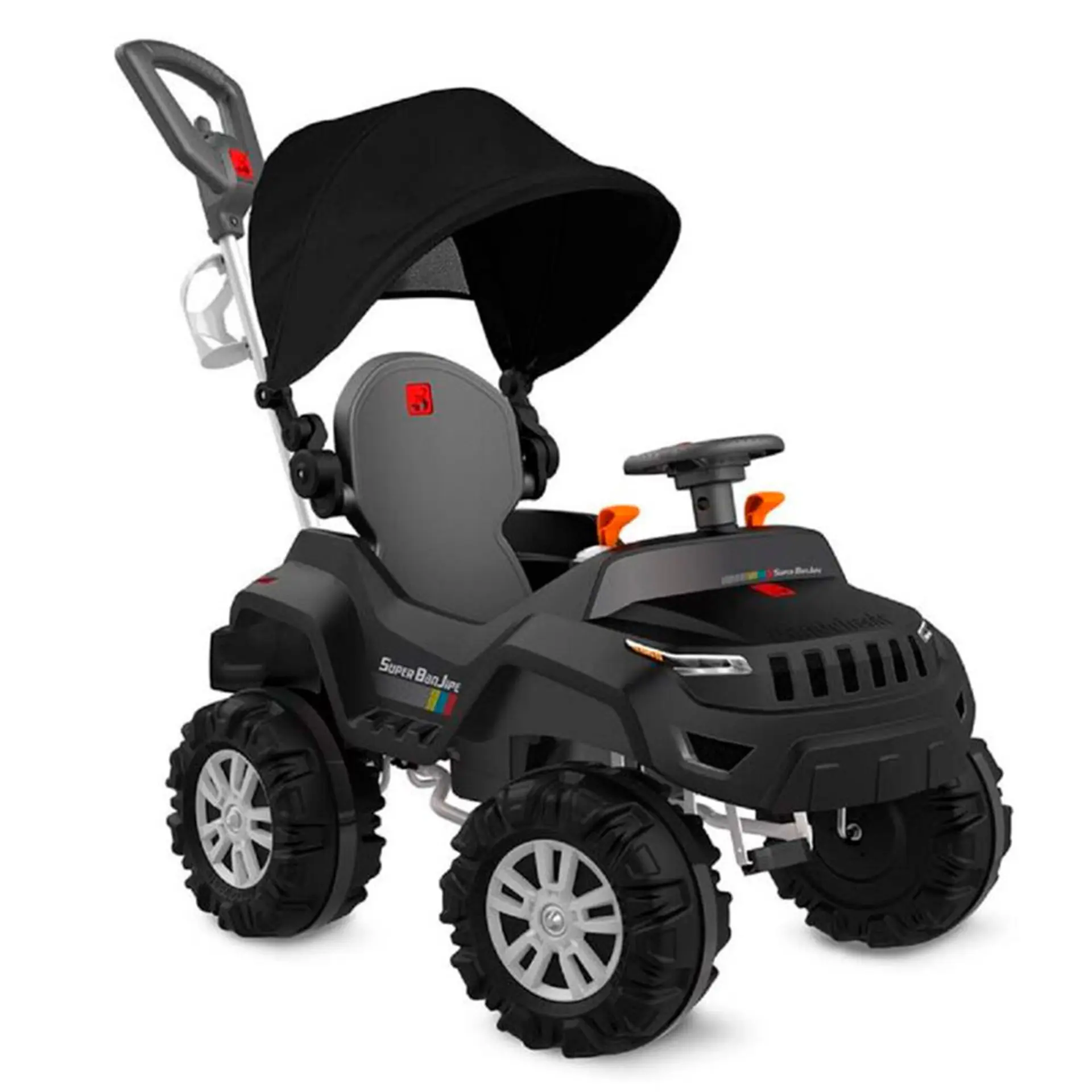 Carro de Passeio a Pedal Infantil Reclinável Bandeirante Super Banjipe - Preto