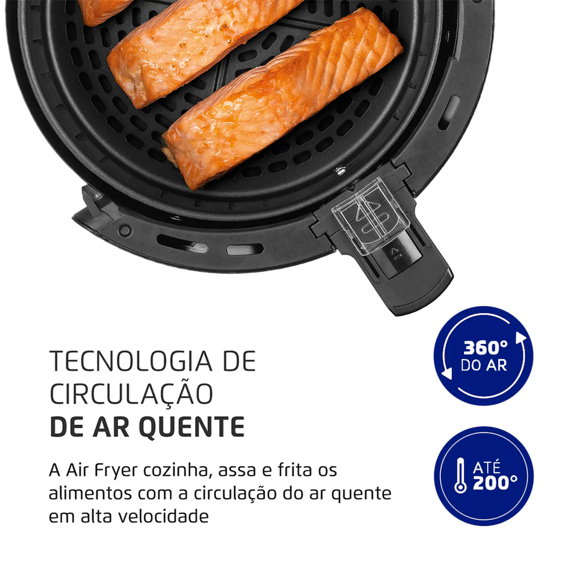 Fritadeira Elétrica Air Fryer Mondial Pratic AF-36 3,6L 1500W - Preto/Inox - 110 Volts