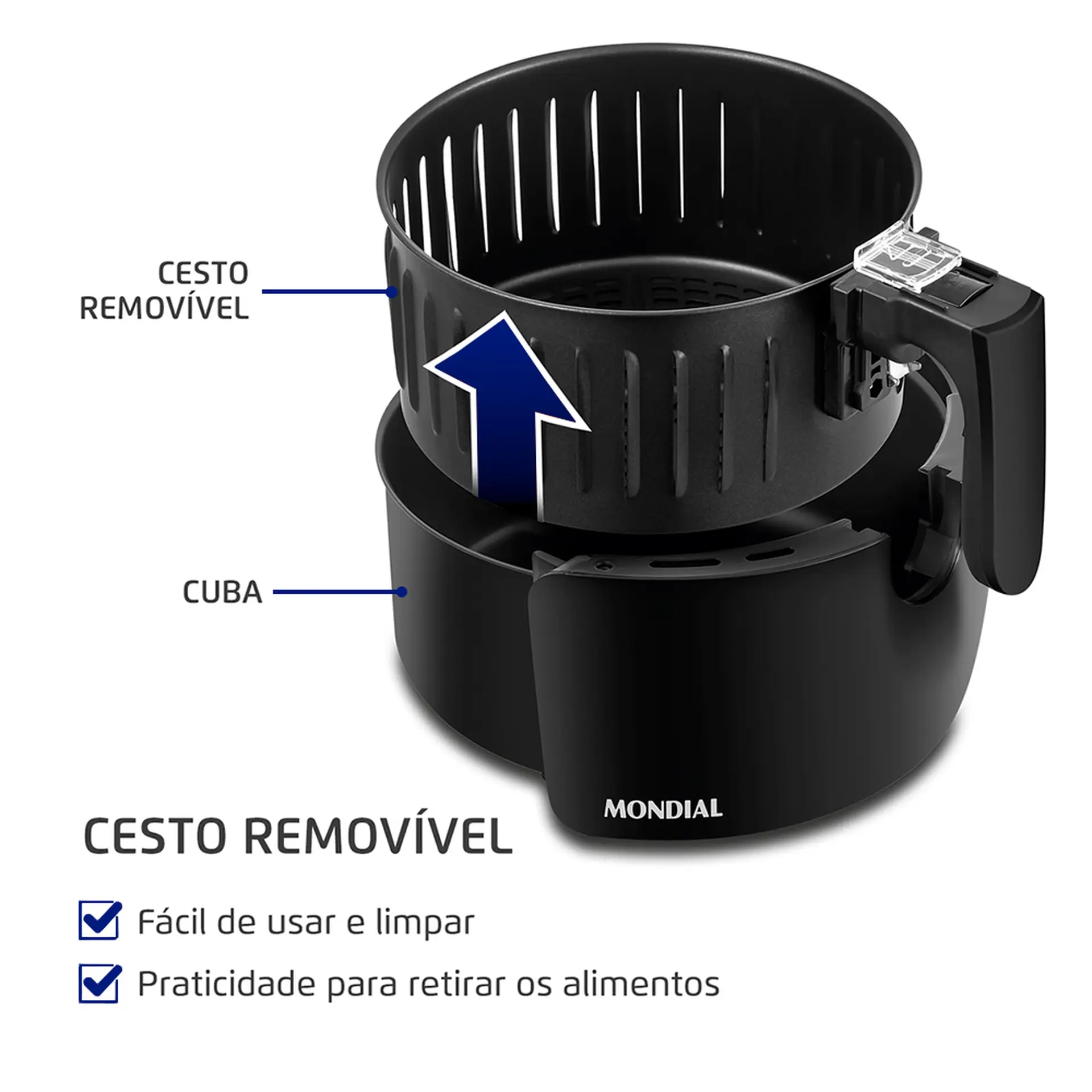 Fritadeira Elétrica Air Fryer Mondial Pratic AF-36 3,6L 1500W - Preto/Inox - 110 Volts