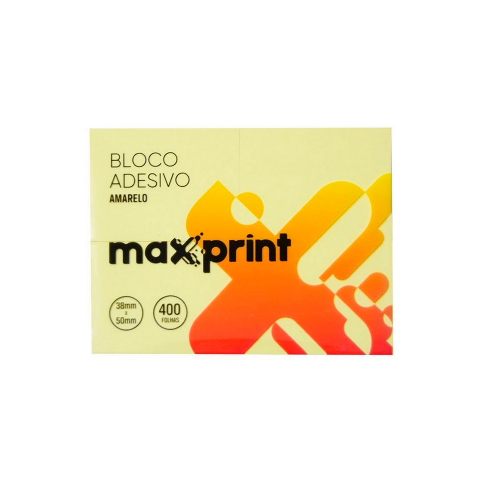 Bloco de Notas Adesivo 38x50mm com 4 Blocos de 100 Folhas Amarelo - Maxprint - 74986