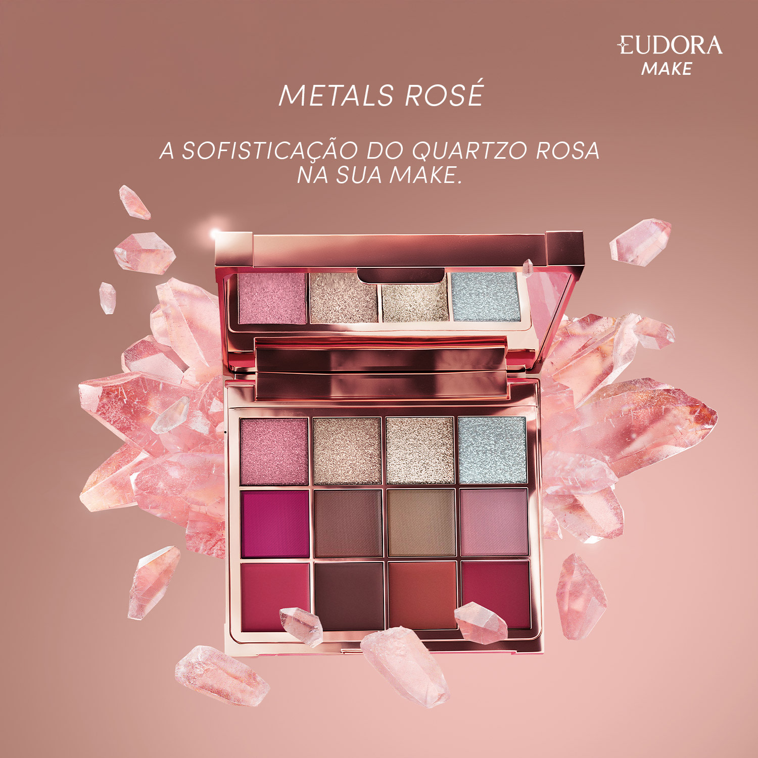 Paleta Multifuncional Clutch Metals Rosé Eudora Make 10g