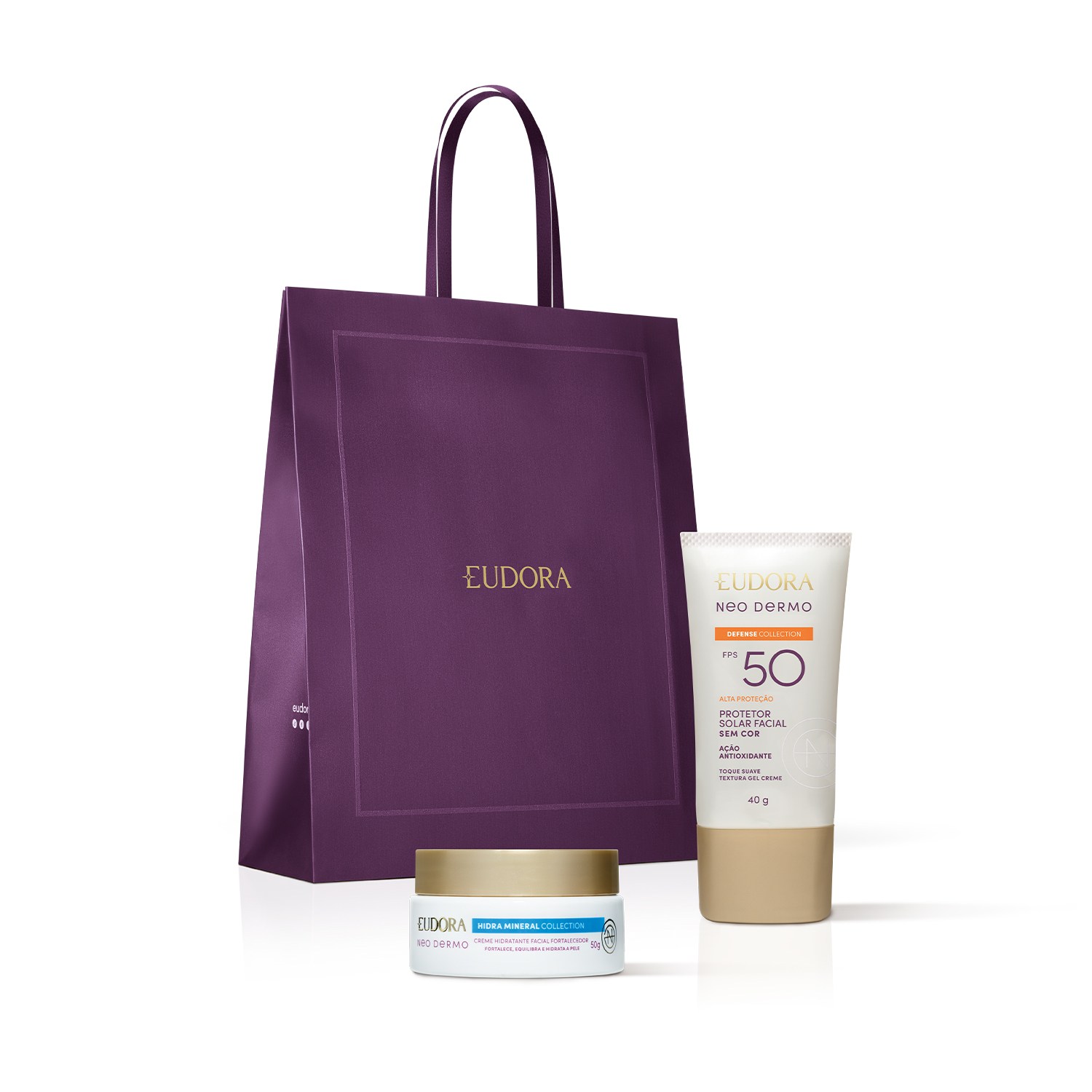 Combo Presente Neo Dermo: Creme Facial 50g + Protetor Solar 40ml + Sacola