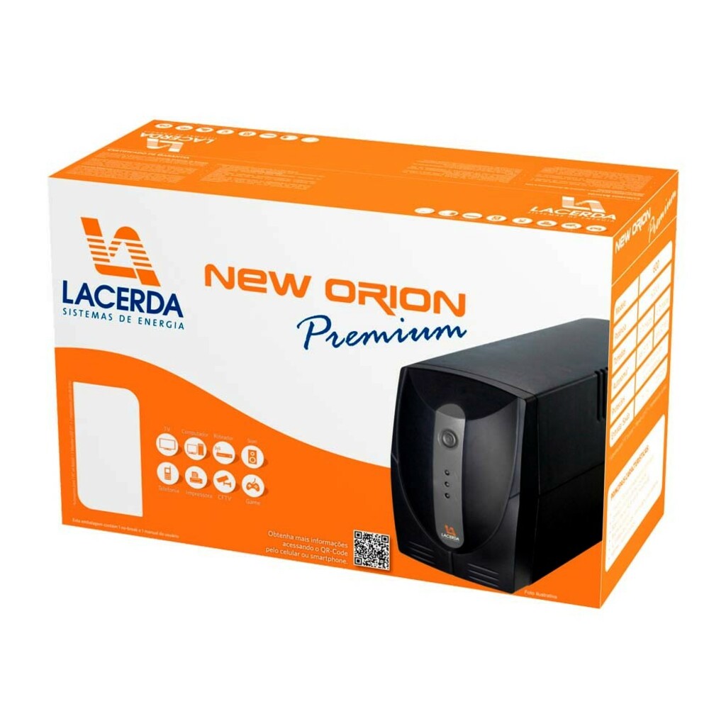 Nobreak Lacerda Premium 600 VA Entrada 220V Saída 220V 1 Bateria 6 Tomadas 010062222X16