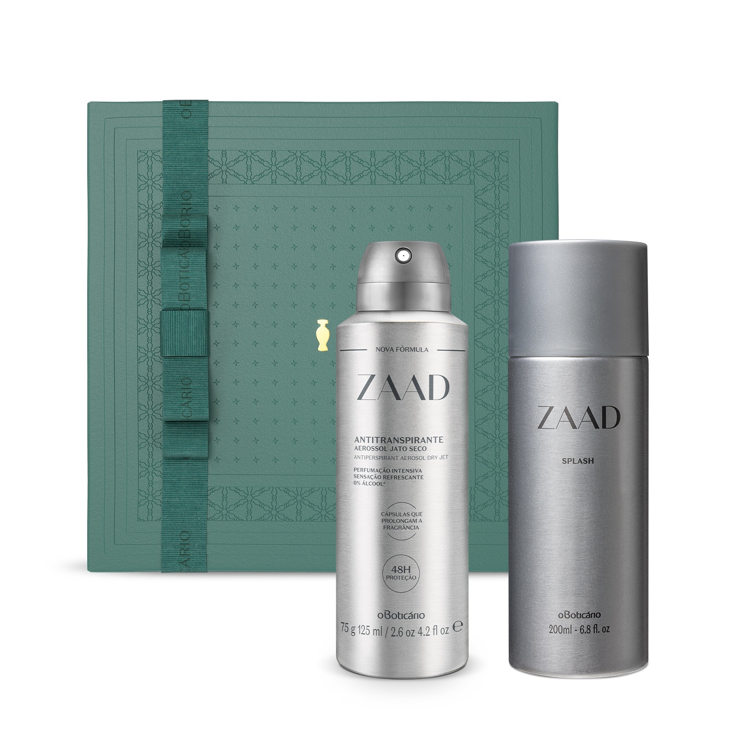 Combo Presente Zaad: Body Splash Desodorante Colônia 200ml + Desodorante Antitranspirante Aerossol 75g/125ml