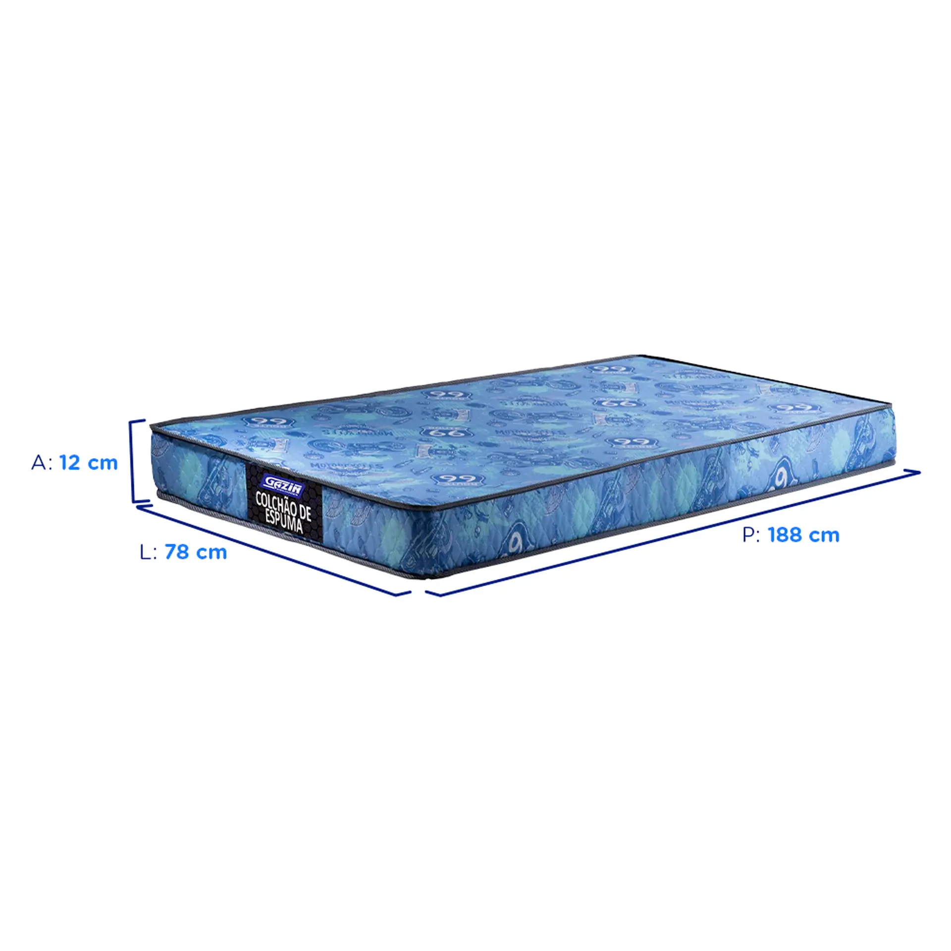 Colchão Solteiro de Espuma D20 Gazin Supreme 78 x 188 - Azul
