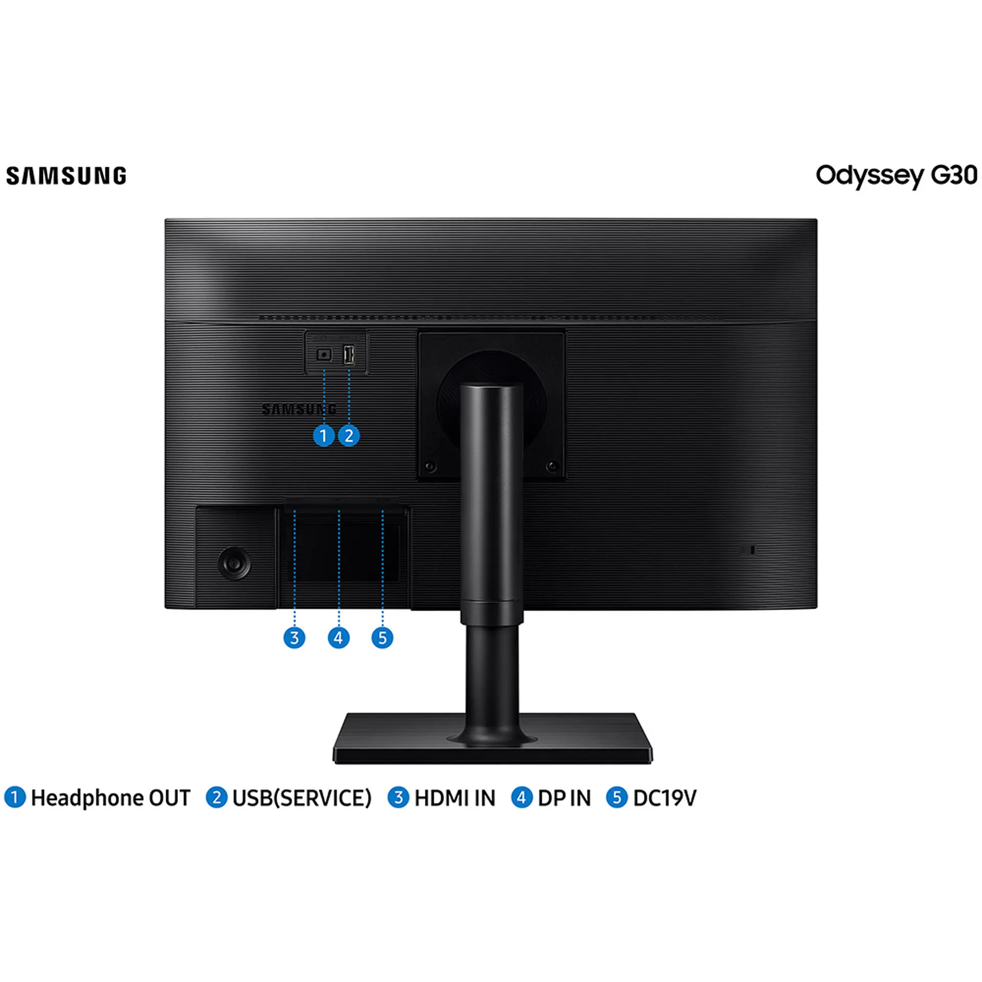 Monitor Gamer Samsung Odyssey G30 VA 24" Wide Full HD HDMI LS24BG300ELMZD - Preto - Bivolt