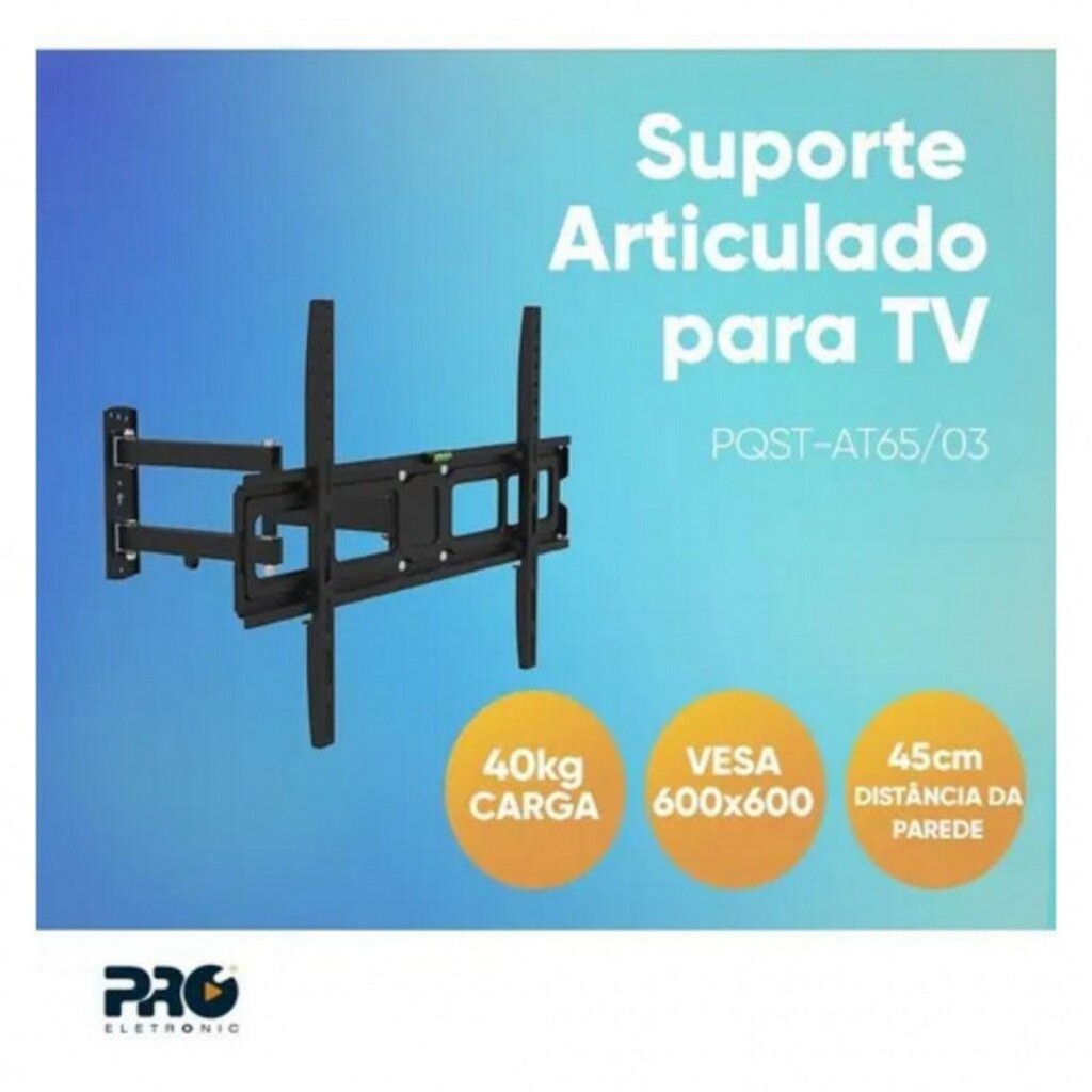 Suporte Tri-Articulado para TV 32 à 70 Polegadas Permite Inclinação e Articulação 4 Movimentos Proeletronic - PQST-AT65/03