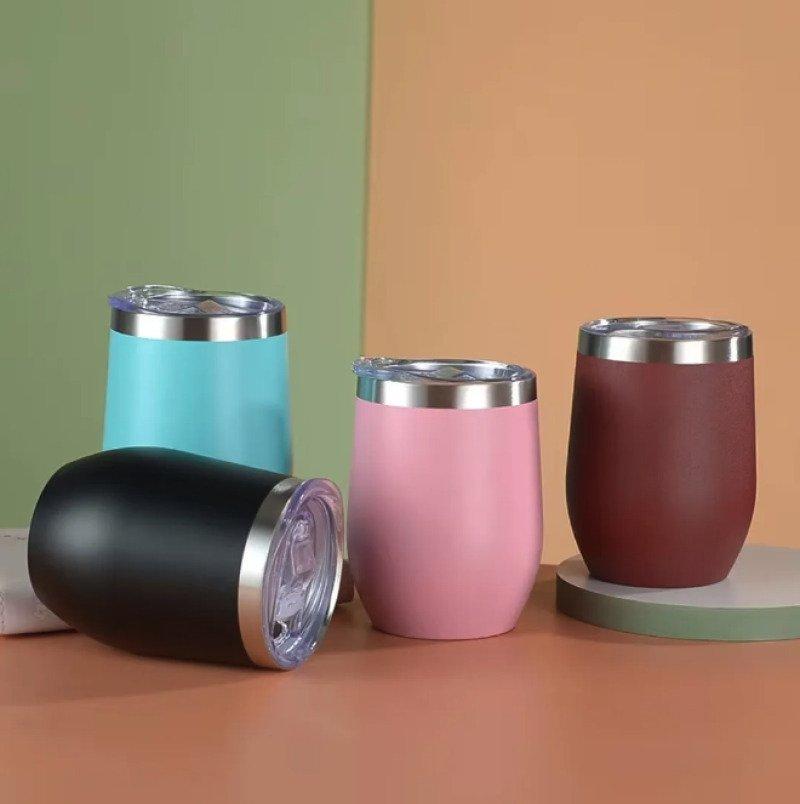 Copo Térmico Cuia 350 ml Aço Inox com Tampa Preto