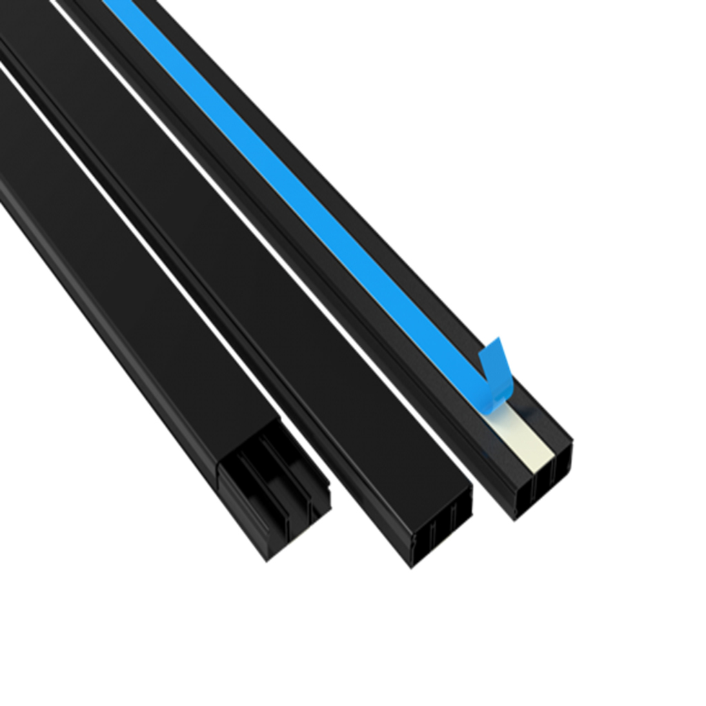 Canaleta Fechada Enebras Barra 2 Metros 50x20mm Preto com Divisória e Fita Dupla Face - Vendido Unitário - 363/2 - EFP