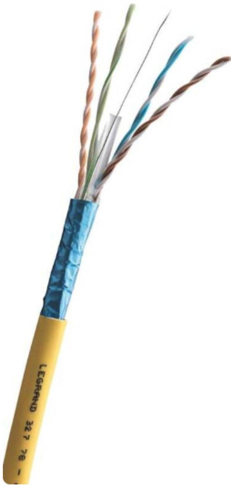 Cabo de Rede Blindado 23AWG Legrand Cat.6A LSZH 4 Pares Amarelo Bobina 500 Metros 100% Cobre Homologado ANATEL 32778