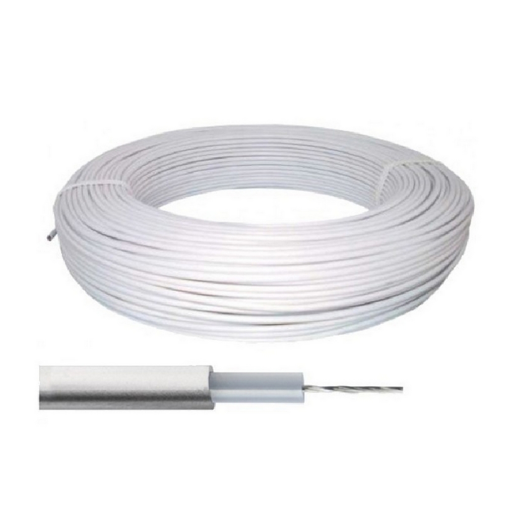 Cabo para Cerca Elétrica Telecam 5mm Alta Tensão Rolo 50m Branco 200300202