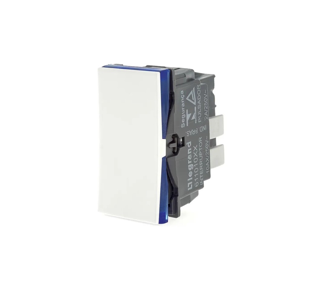 Interruptor 1 Simples Módulo 10A Pial Plus+ I Legrand  Branco - 611010BC