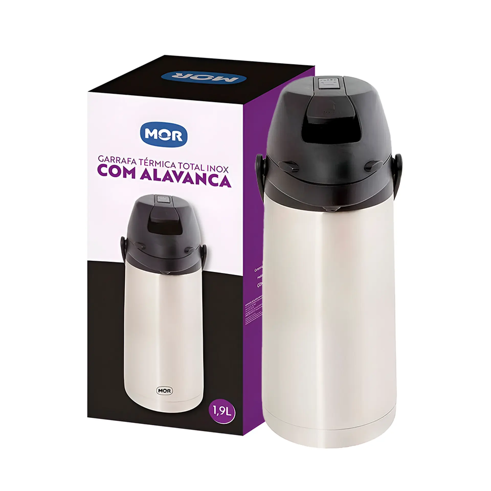Garrafa Térmica Mor Airpot 1,9L Bomba de Pressão Inox