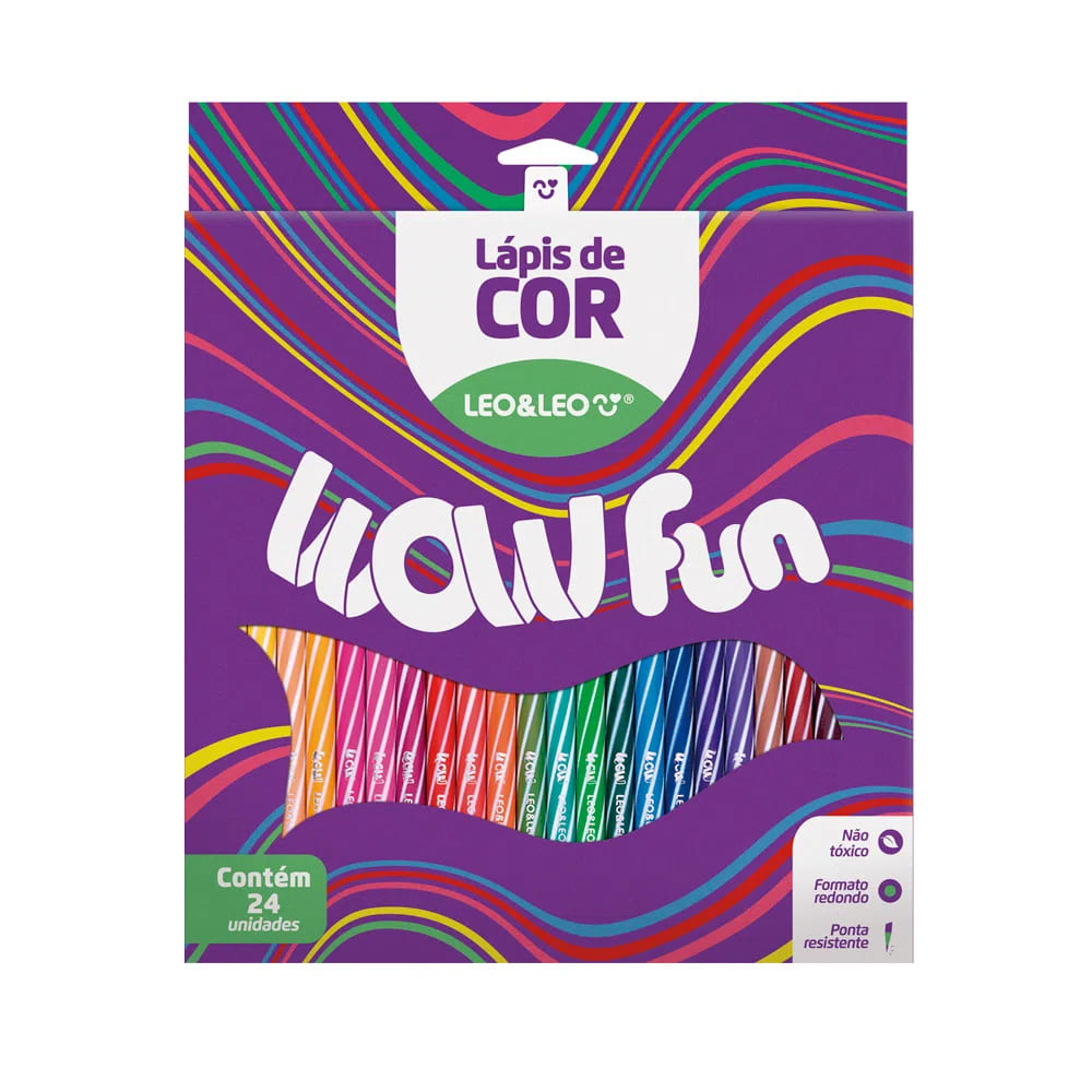 Lápis De Cor Leo&Leo Wow 24 Cores Redondo