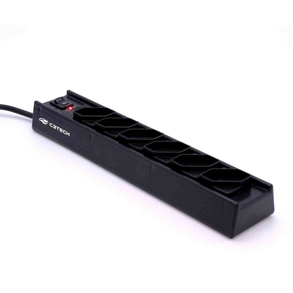 Filtro de Linha C3tech com 6 Tomadas 3 Pinos 95cm Preto - FL-61BK
