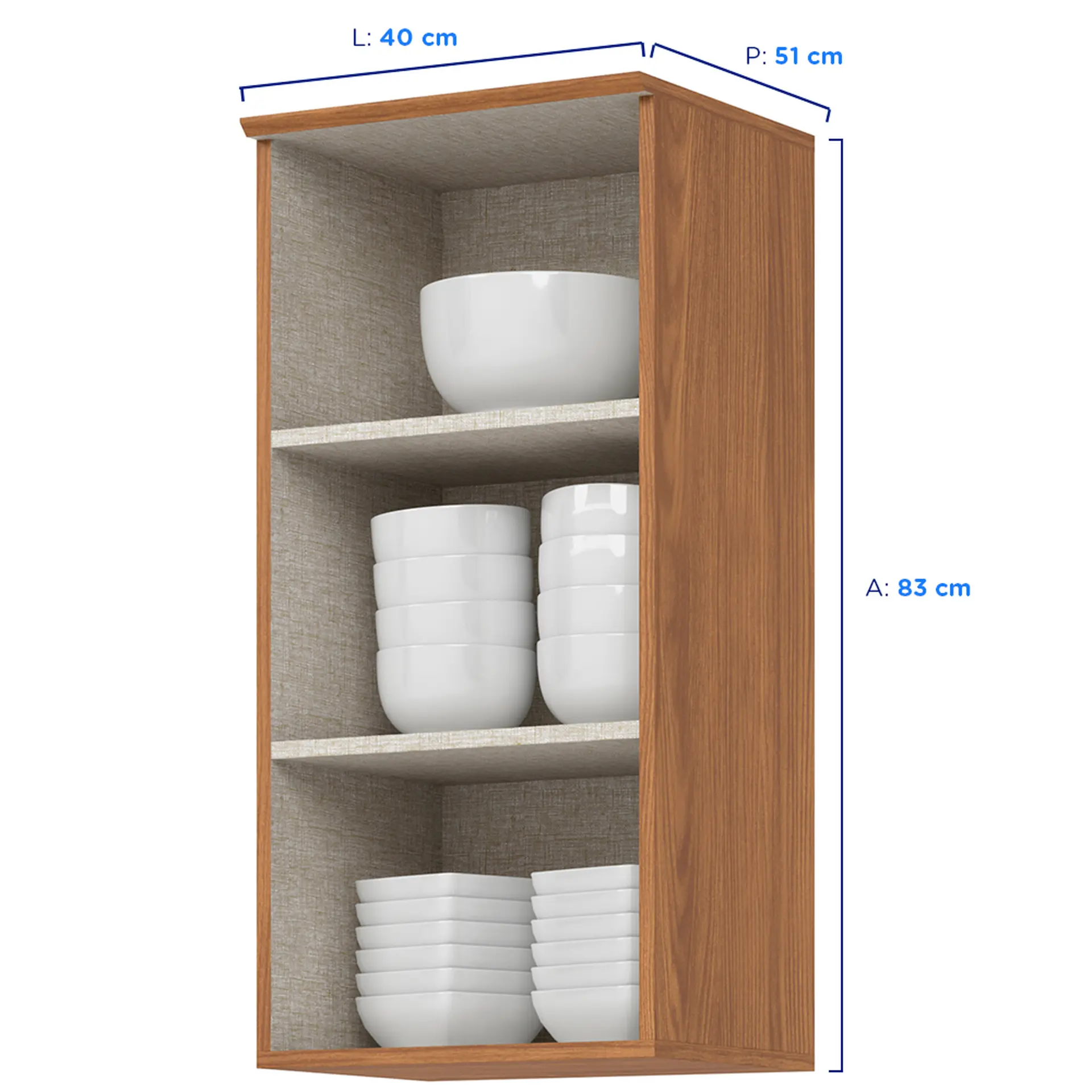 Armário Aéreo 40cm 1 Porta MDP MDF Requinte Henn - Nature