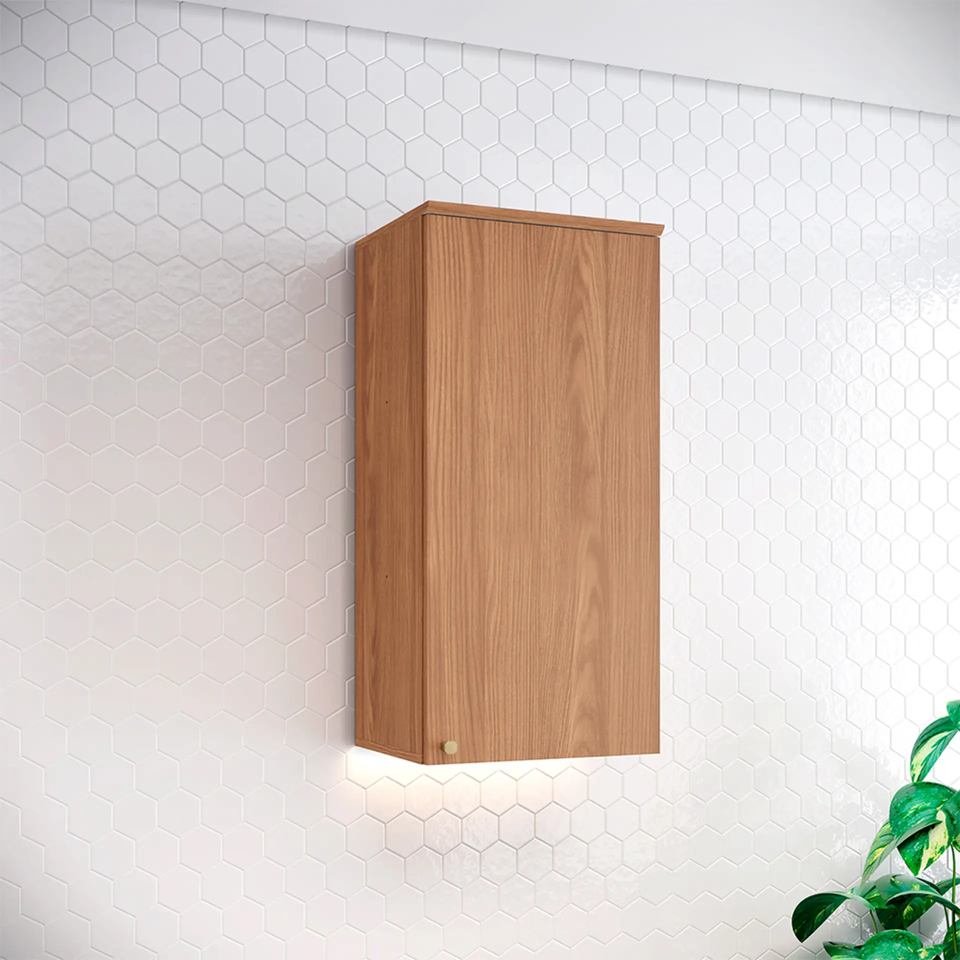 Armário Aéreo 40cm 1 Porta MDP MDF Requinte Henn - Nature