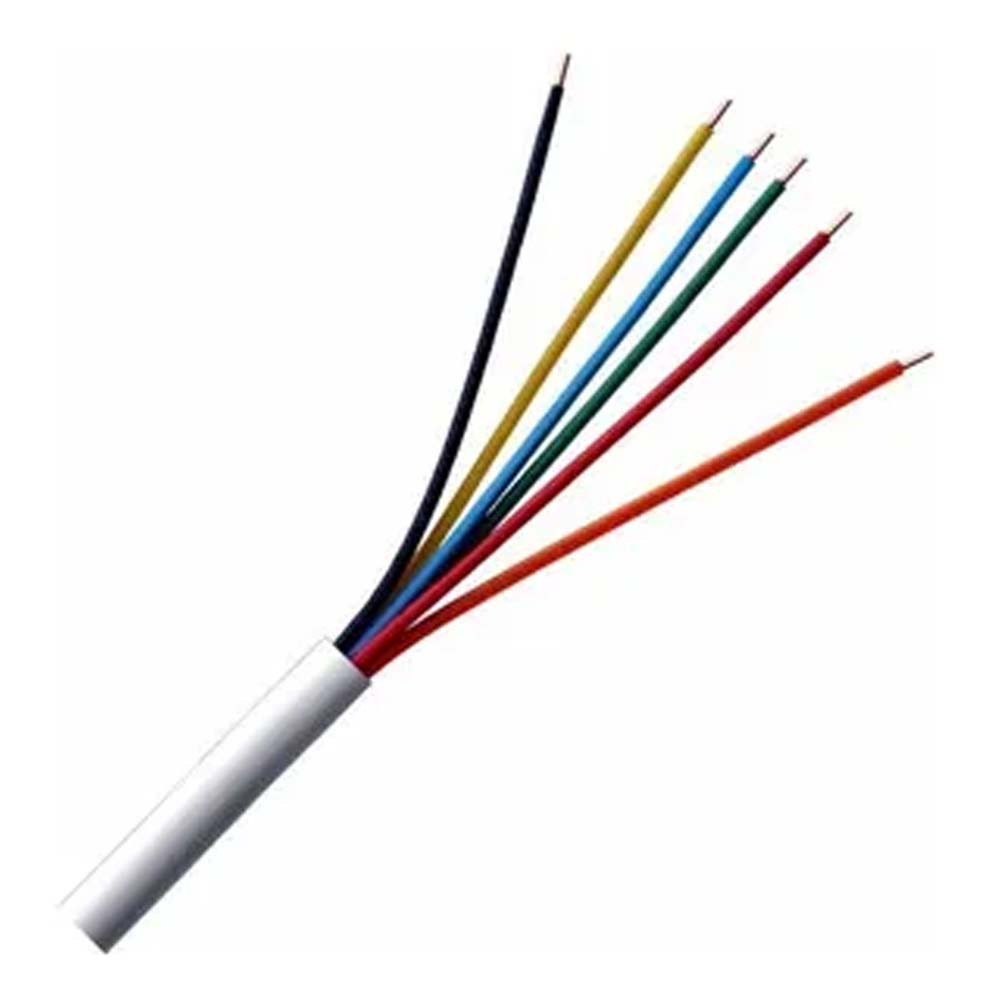 Cabo para Alarme CA 6 Vias Branco 0,5mm Telecam 200103501 Caixa 100m