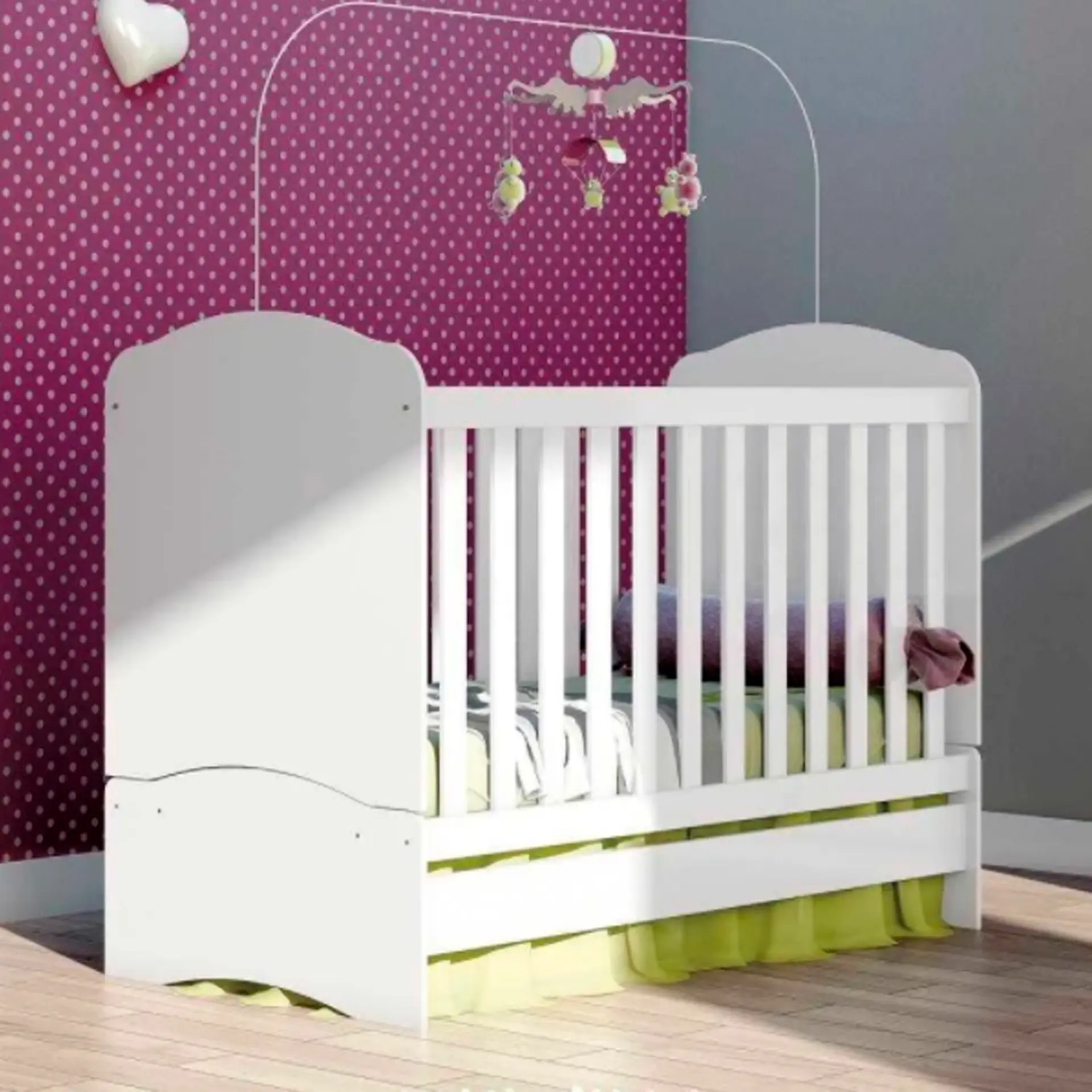 Berço Multifuncional Mini Cama Bala de Menta Henn - Branco
