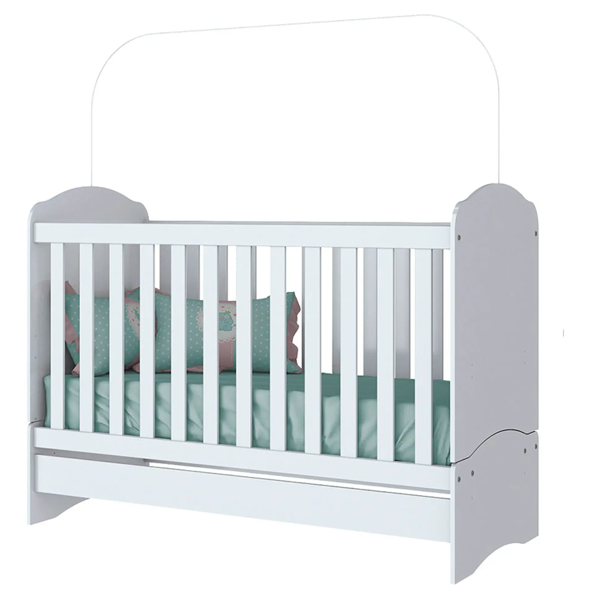 Berço Multifuncional Mini Cama Bala de Menta Henn - Branco
