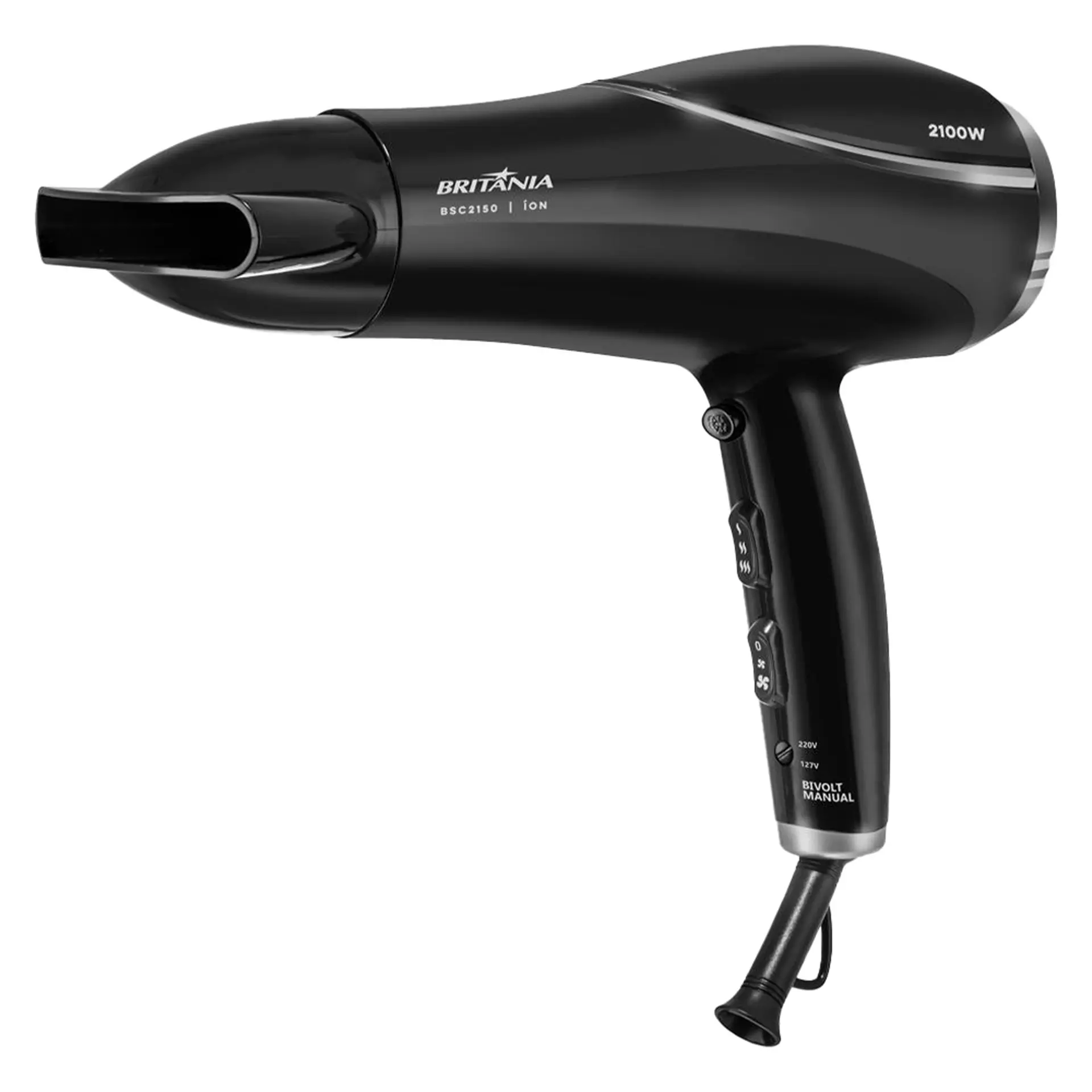 Secador de Cabelo Britânia BSC2150 Tourmaline Íon 2 Velocidades 2100W - Preto - Bivolt