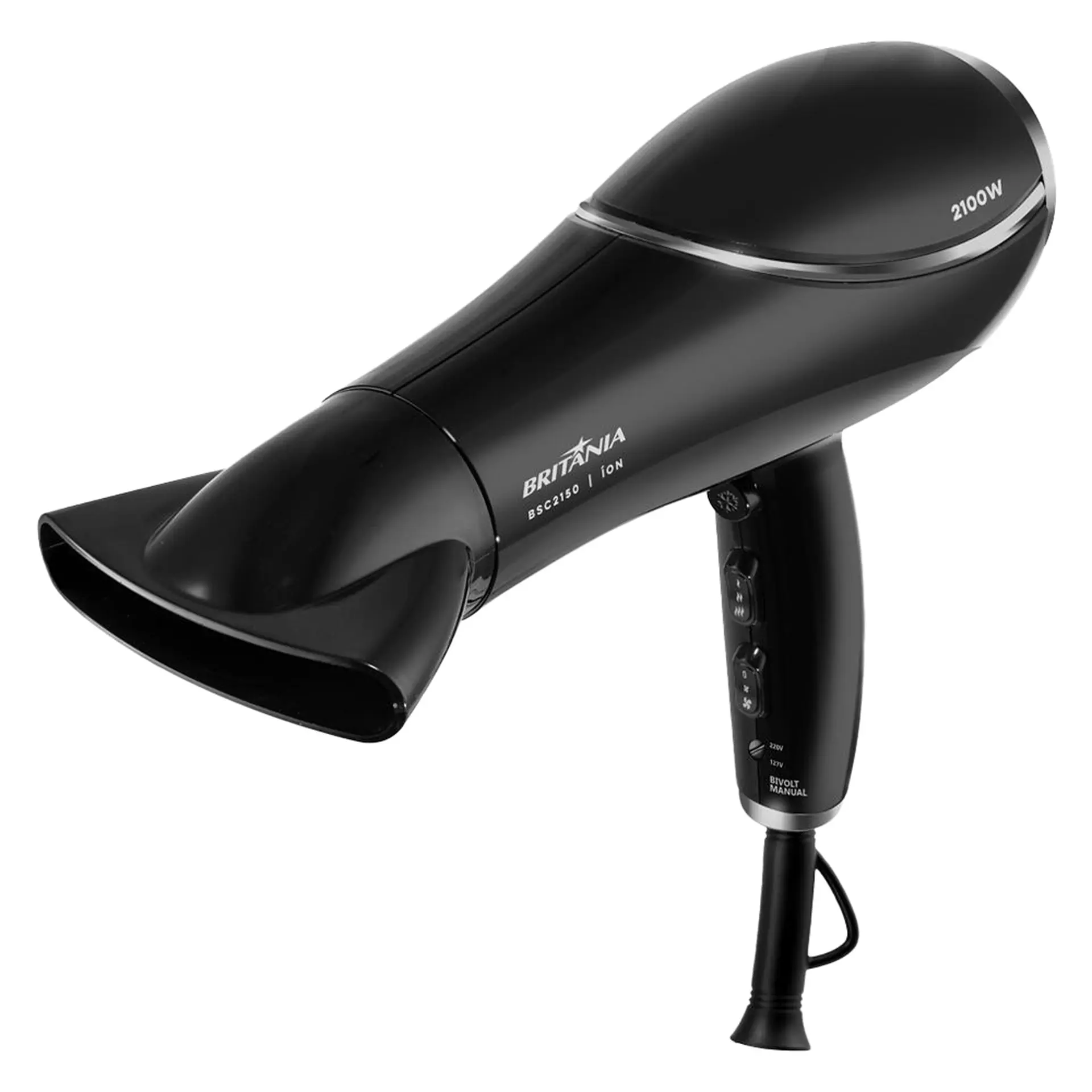 Secador de Cabelo Britânia BSC2150 Tourmaline Íon 2 Velocidades 2100W - Preto - Bivolt