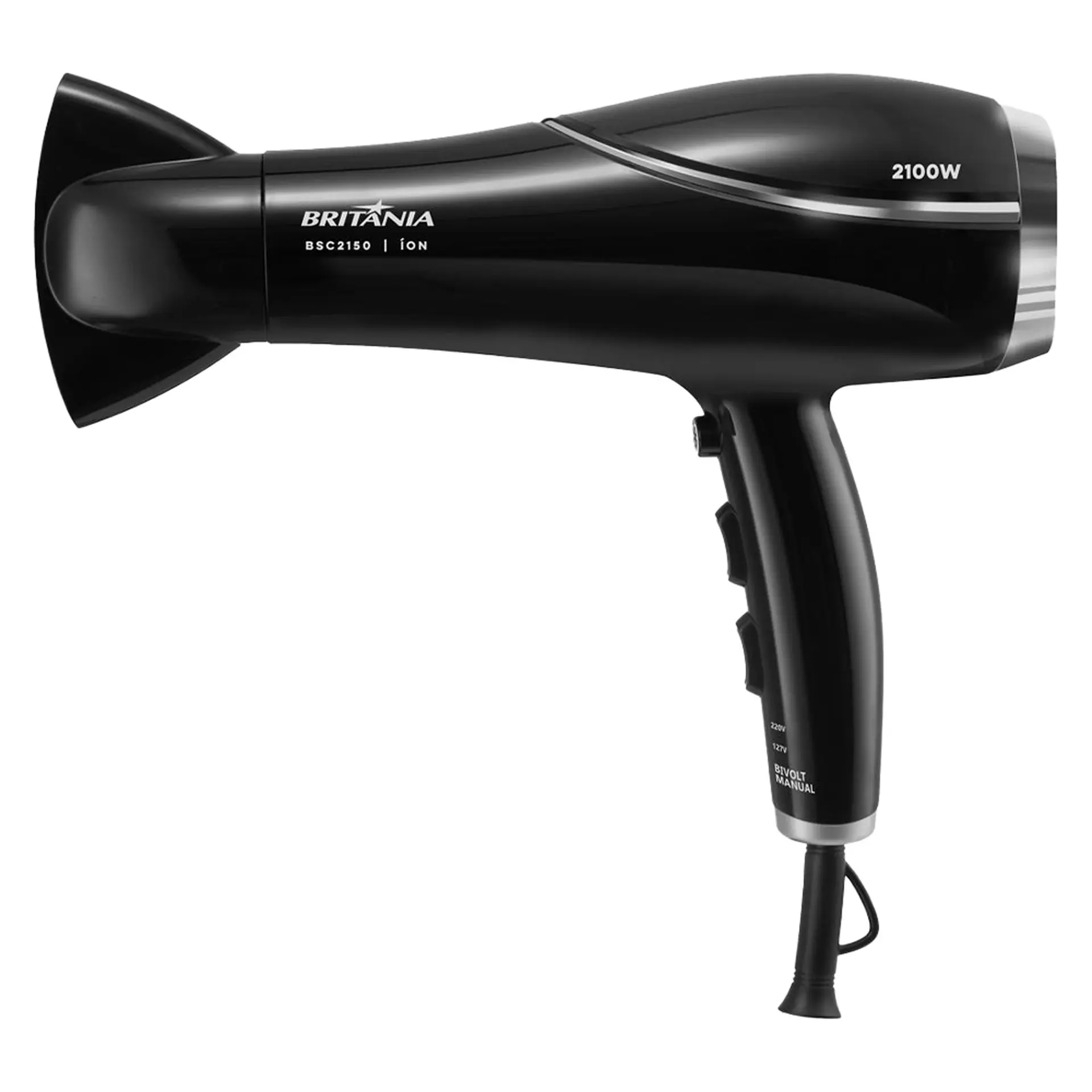 Secador de Cabelo Britânia BSC2150 Tourmaline Íon 2 Velocidades 2100W - Preto - Bivolt