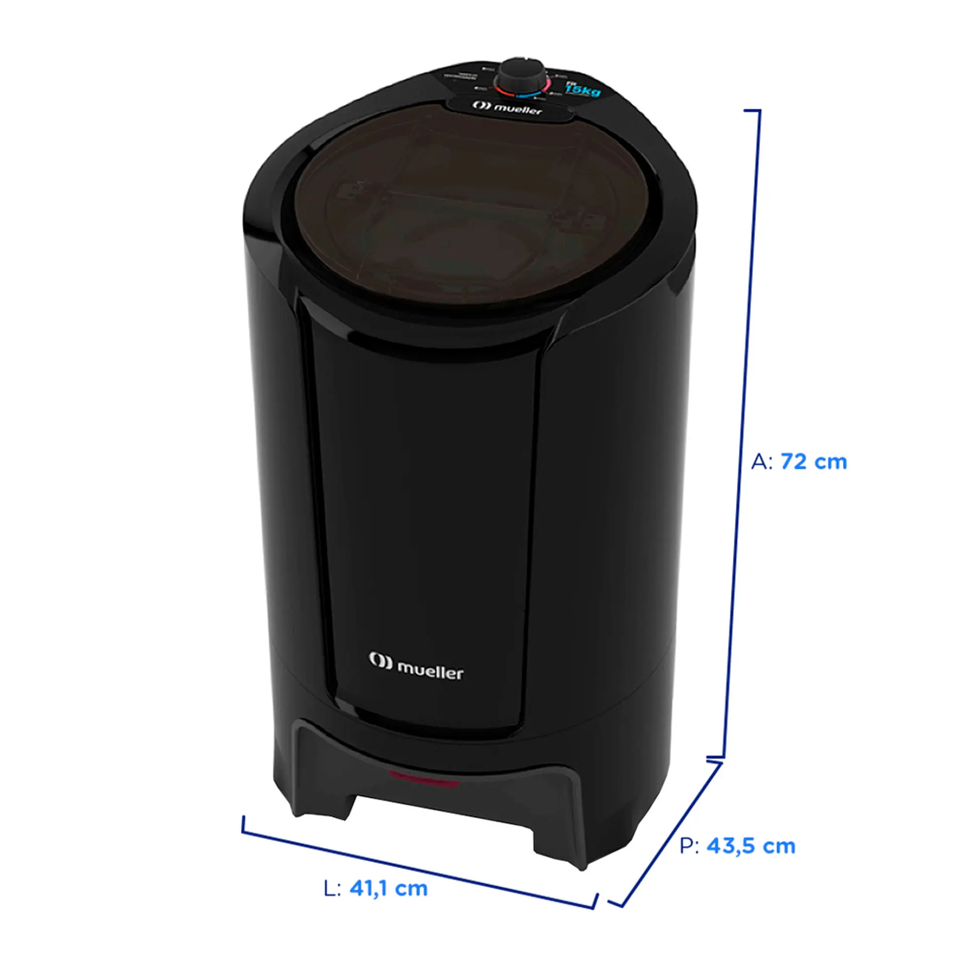 Centrífuga de Roupas Mueller Fit Timer e Tampa dupla 15kg - Preto - 110 Volts
